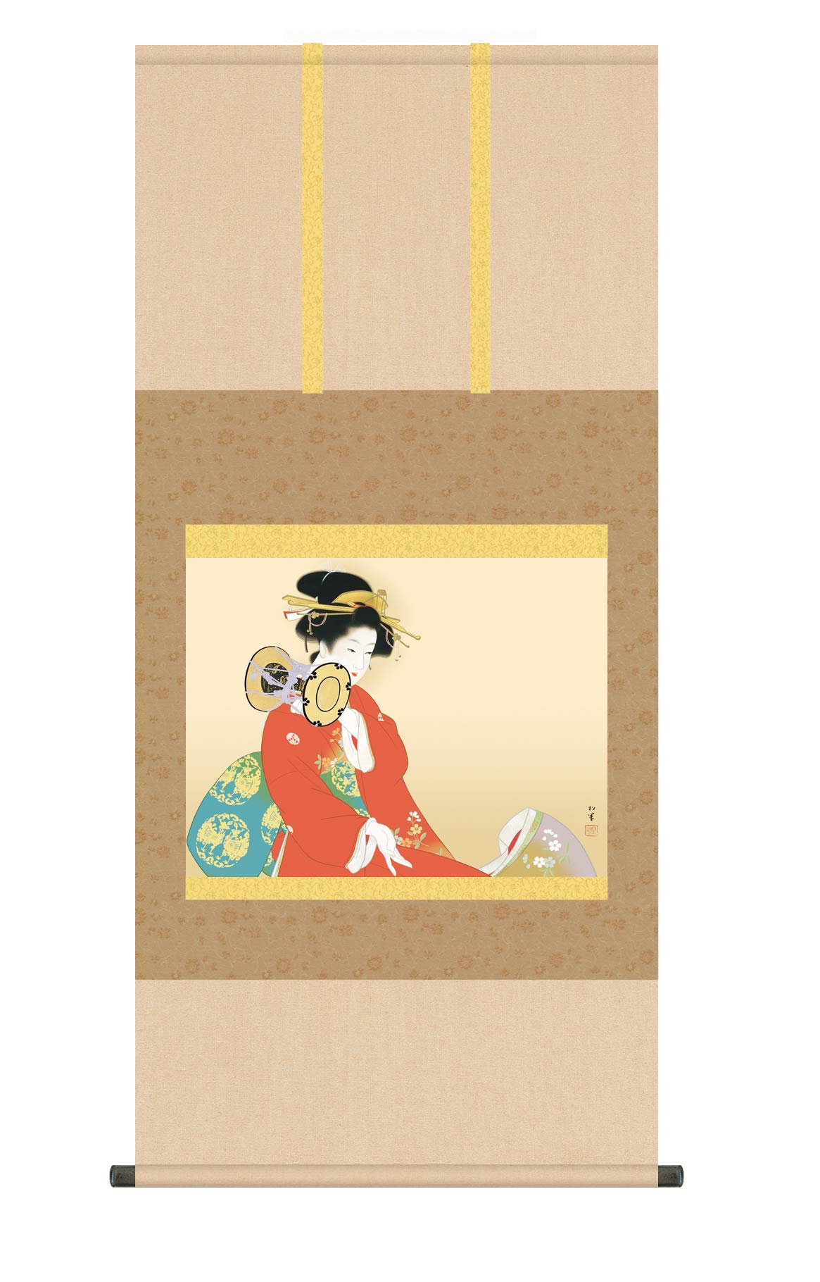 Amazon.co.jp: 掛け軸／掛軸 上村松園 『鼓の音』 名画複製画 高精彩巧