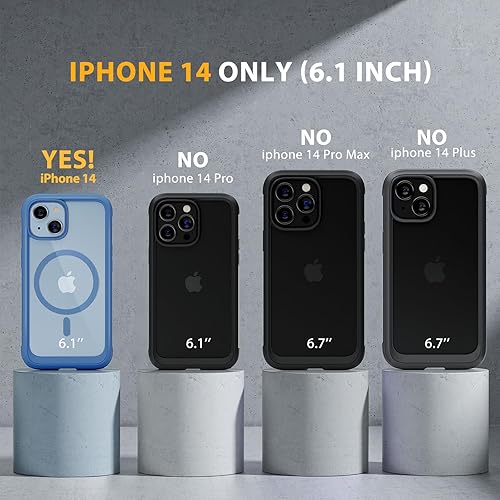 Miniatura 7 de Miracase Funda magnética para iPhone 14 de 6.1 pulgadas, protector de pantalla de vidrio templado integrado + protector de lente, compatible