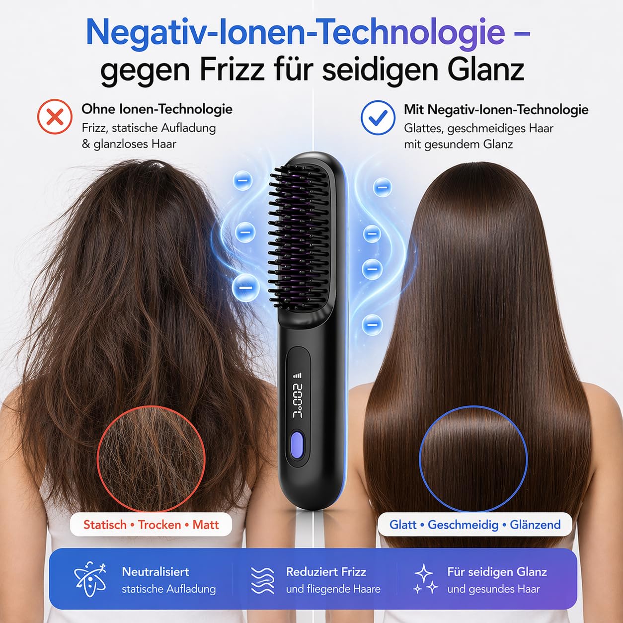 Ciriel - Airbrush Pro Drahtlose Stylingbürste,Zegla Control Pro Stylingbürste,Kabellose Volumenbürste für Kurzes & Feines Haar,Lang Anhaltendes Volumen, Tragbares Design (Schwarz)