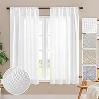 Vista 36 de Cortinas de lino semitransparentes con textura de cocina, 36 pulgadas de largo, cortinas pequeñas con bolsillo para barra, cortinas para cafetería