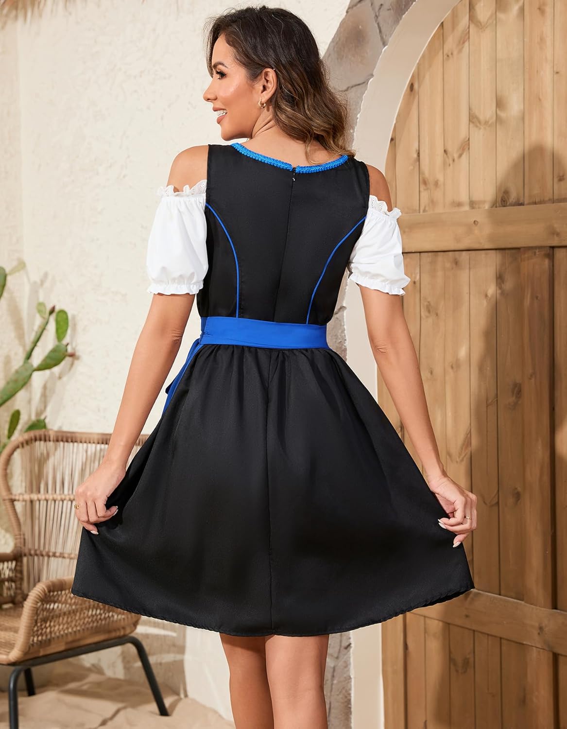 Populus Oktoberfest Outfits Women German Dirndl Dress Traditional Bavarian Plaid October Festival Costume - Image 2