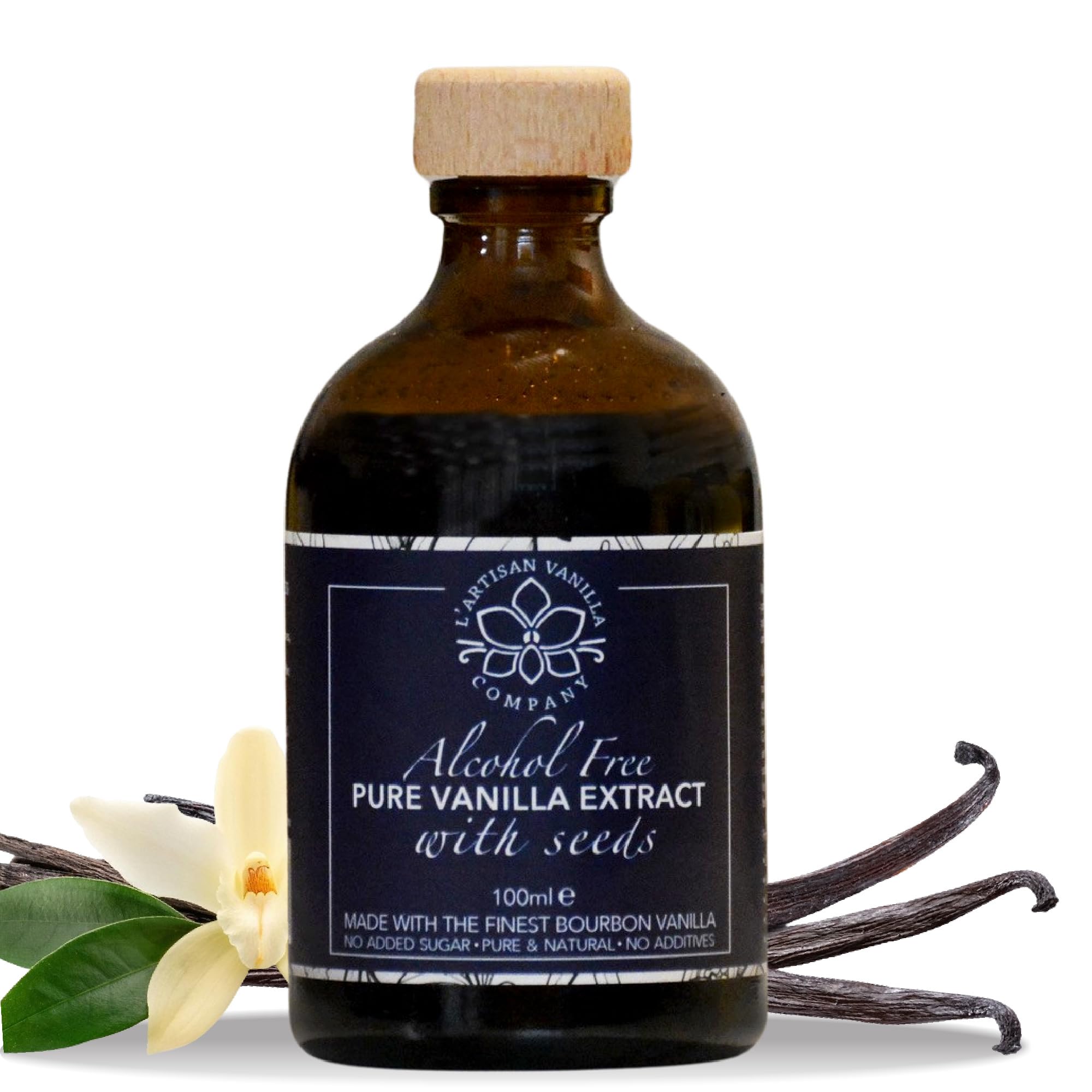 Artisan Vanilla Company - Alcohol-Free Pure & Natural Real Vanilla Extract, with Seeds (100 ml)