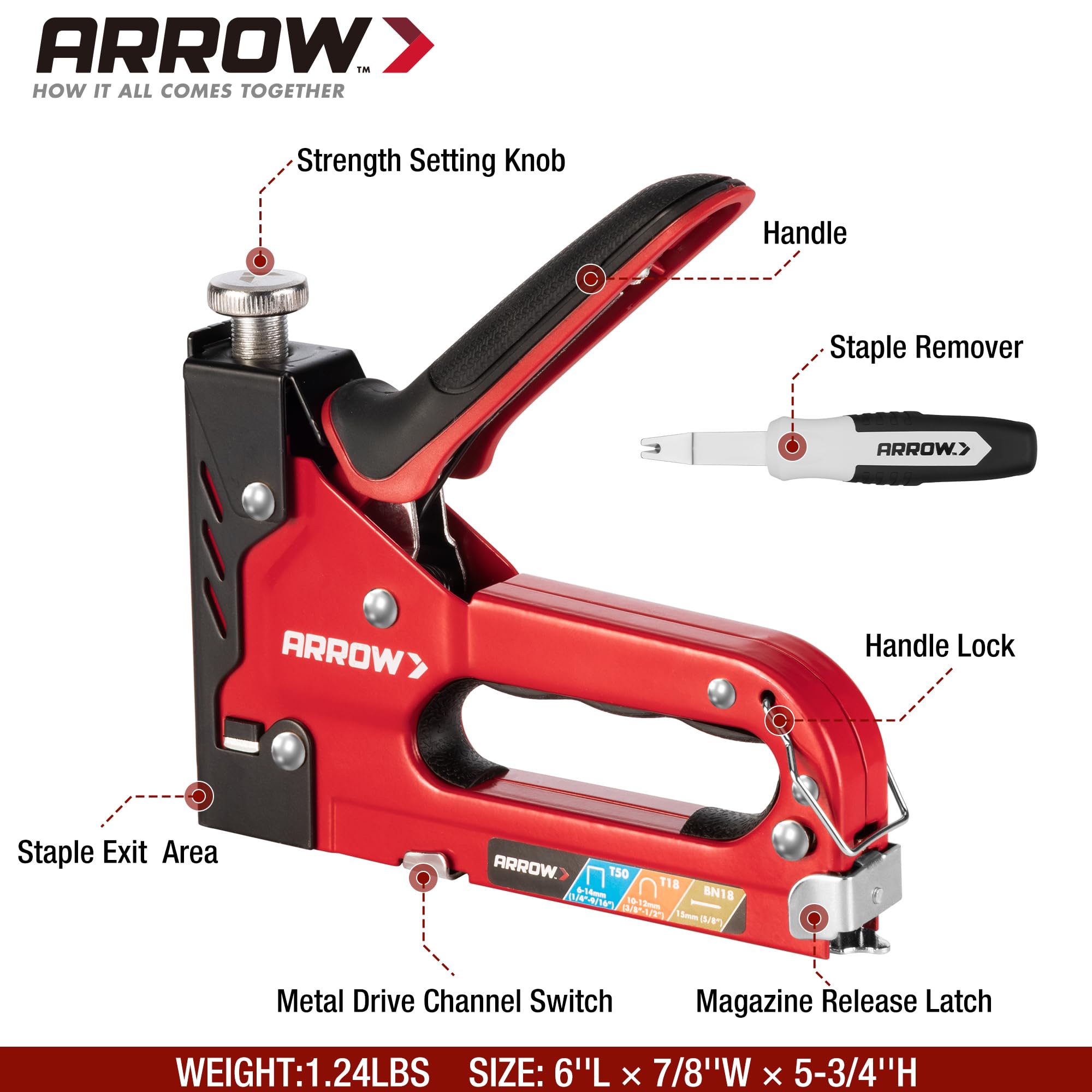 Arrow 3-in-1 Staple Gun - 3000 Staples Included -2 Arrow 3-in-1 Staple Gun - 3000 Staples Included -2