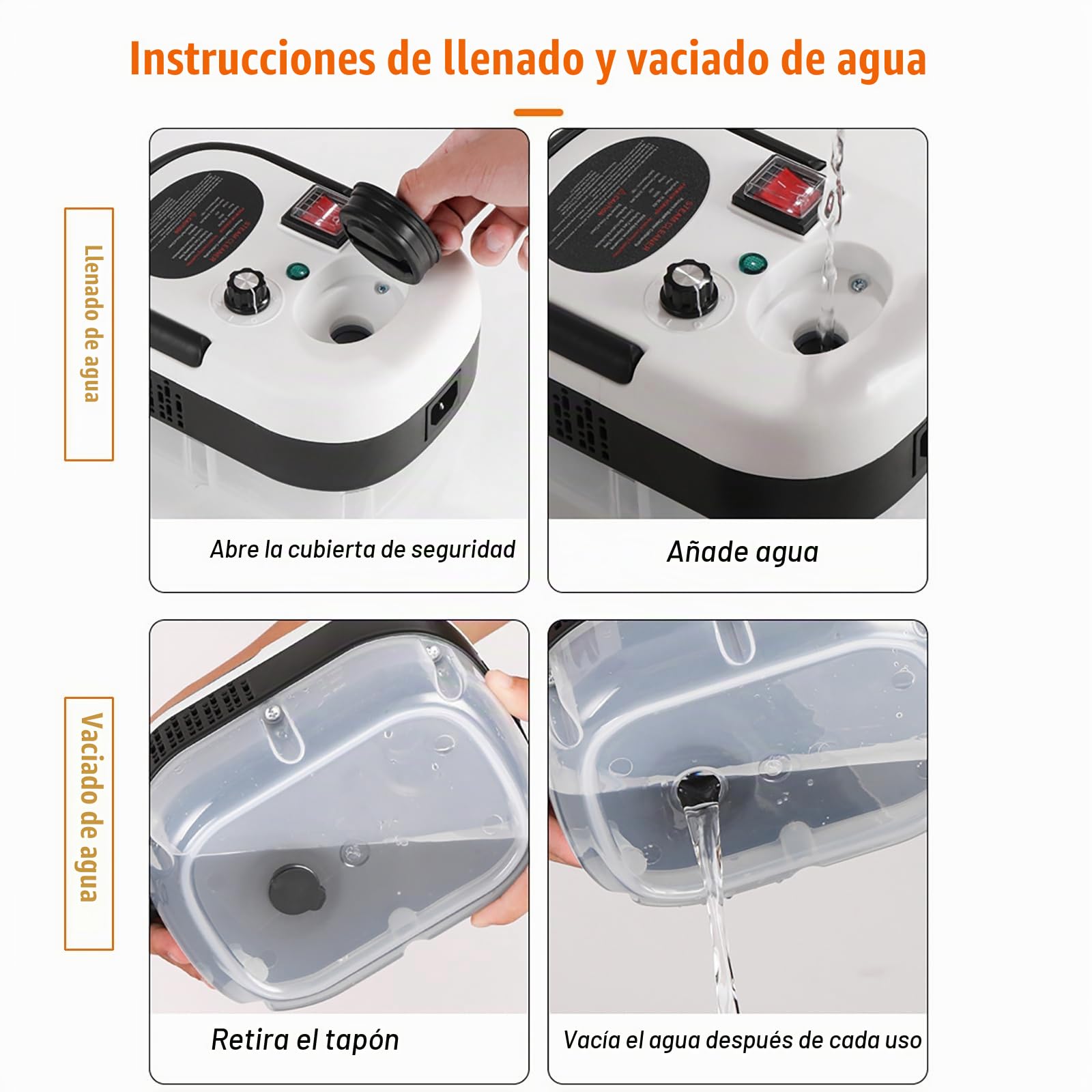 Vaporeta Limpieza Hogar 2500W 1200ML, Limpiador de Vapor Portátil de Alta Presión con 9 Accesorios, 6 Velocidades, Vapor rápido de 10 s, Steam Cleaner para Cocina, Ventanas, Pisos, Auto, Huecos