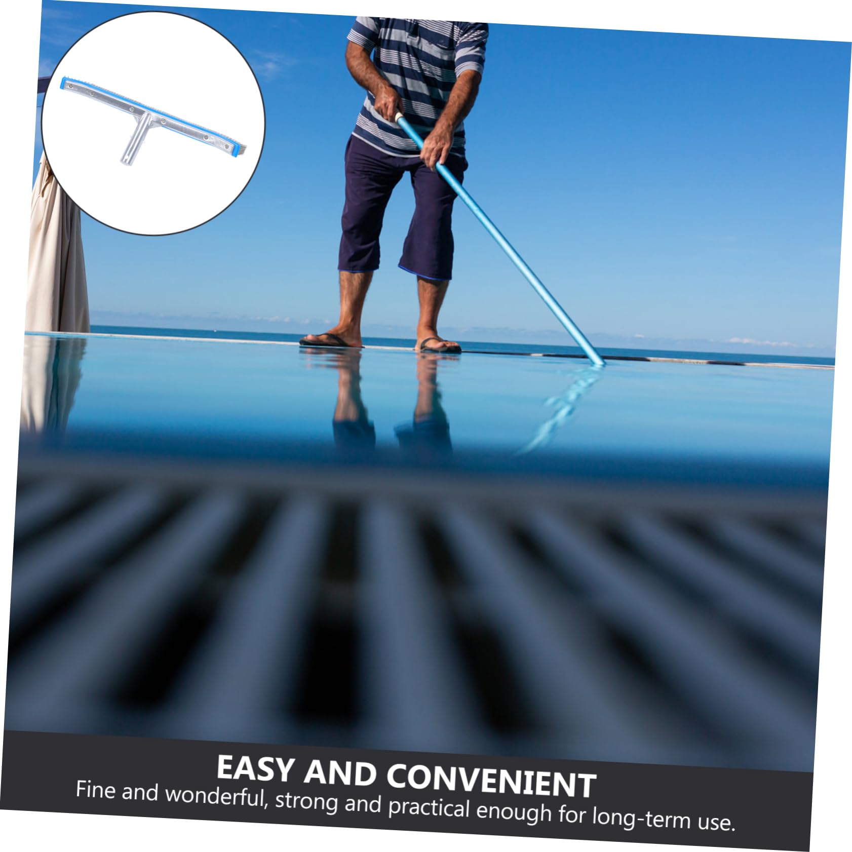 Brosse de Nettoyage pour Piscine Acier Inoxydable Brosse Remplaçable Pratique pour Murs Fond de Piscine