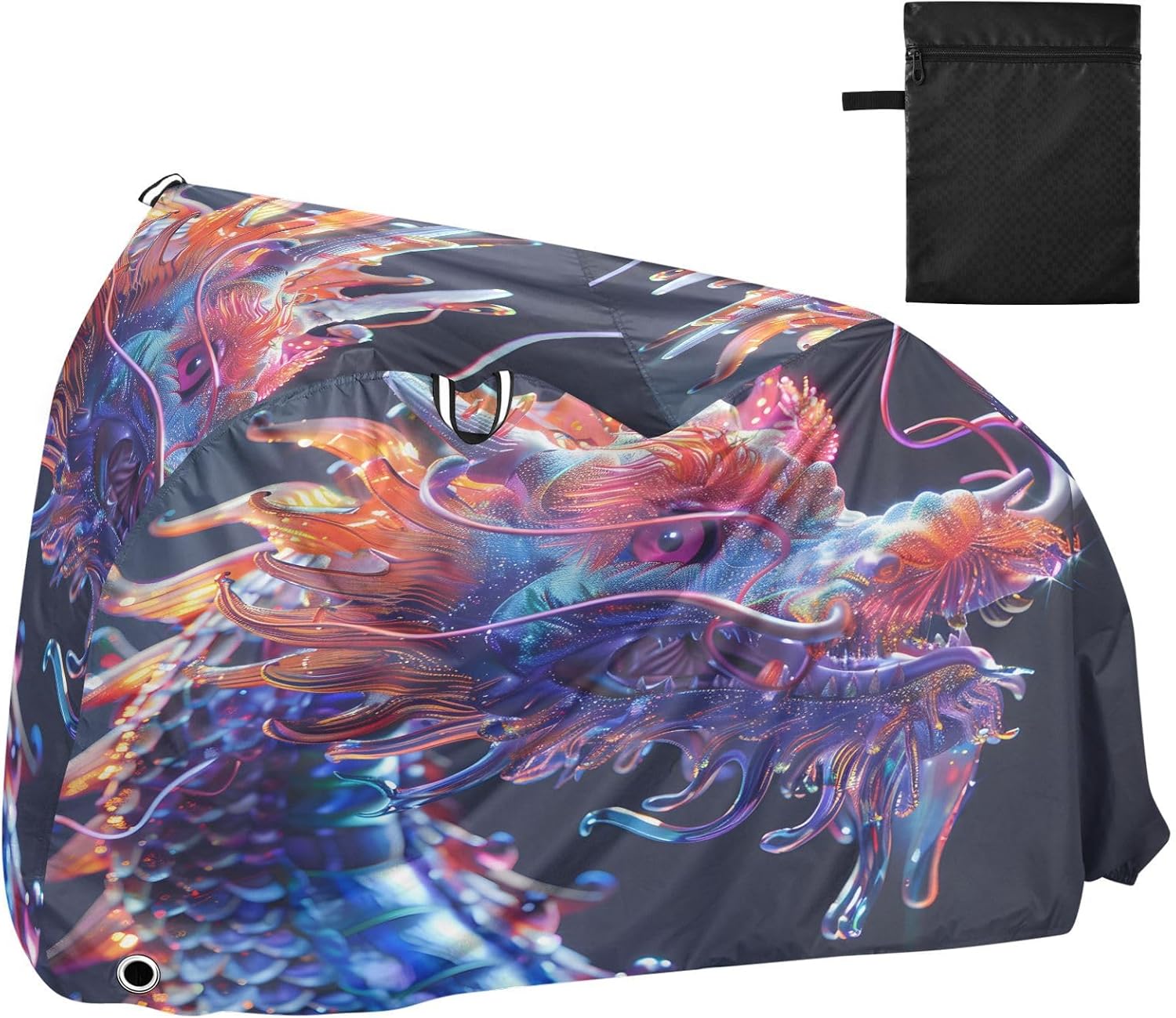 ALAZA Rainbow Chinese Dragon Bike Cover Waterproof Outdoor Ebike Bicycle Covers Tarp Protection for 1/2 Bikes, Sun UV Dust Wind Proof