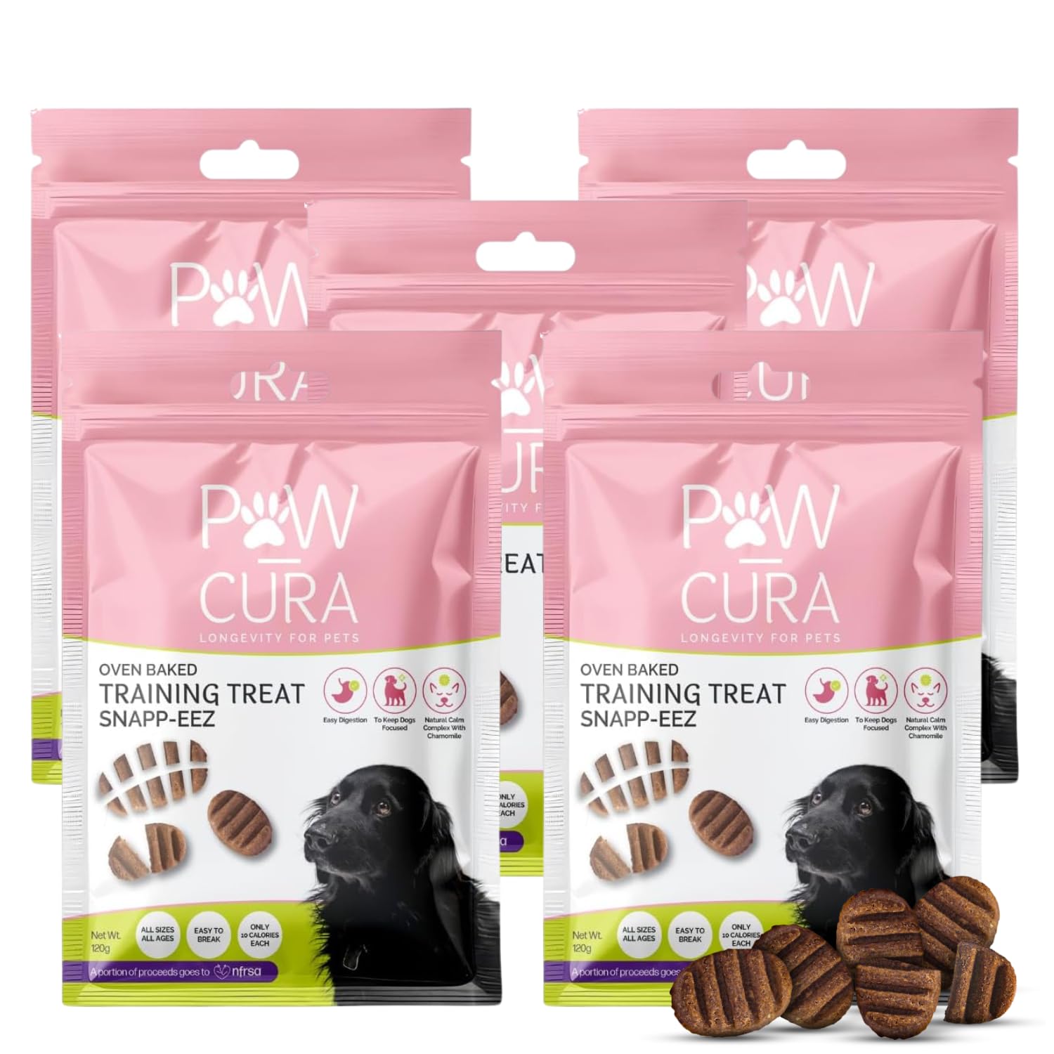 Hypoallergenic Dog Treats, Snapp-Eez Oven Baked Insect Protein, Healthy, Natural, Low Calorie Digestive-Friendly & Eco Friendly Dog Treats by Pawcura 5-Pack (5 x120g)