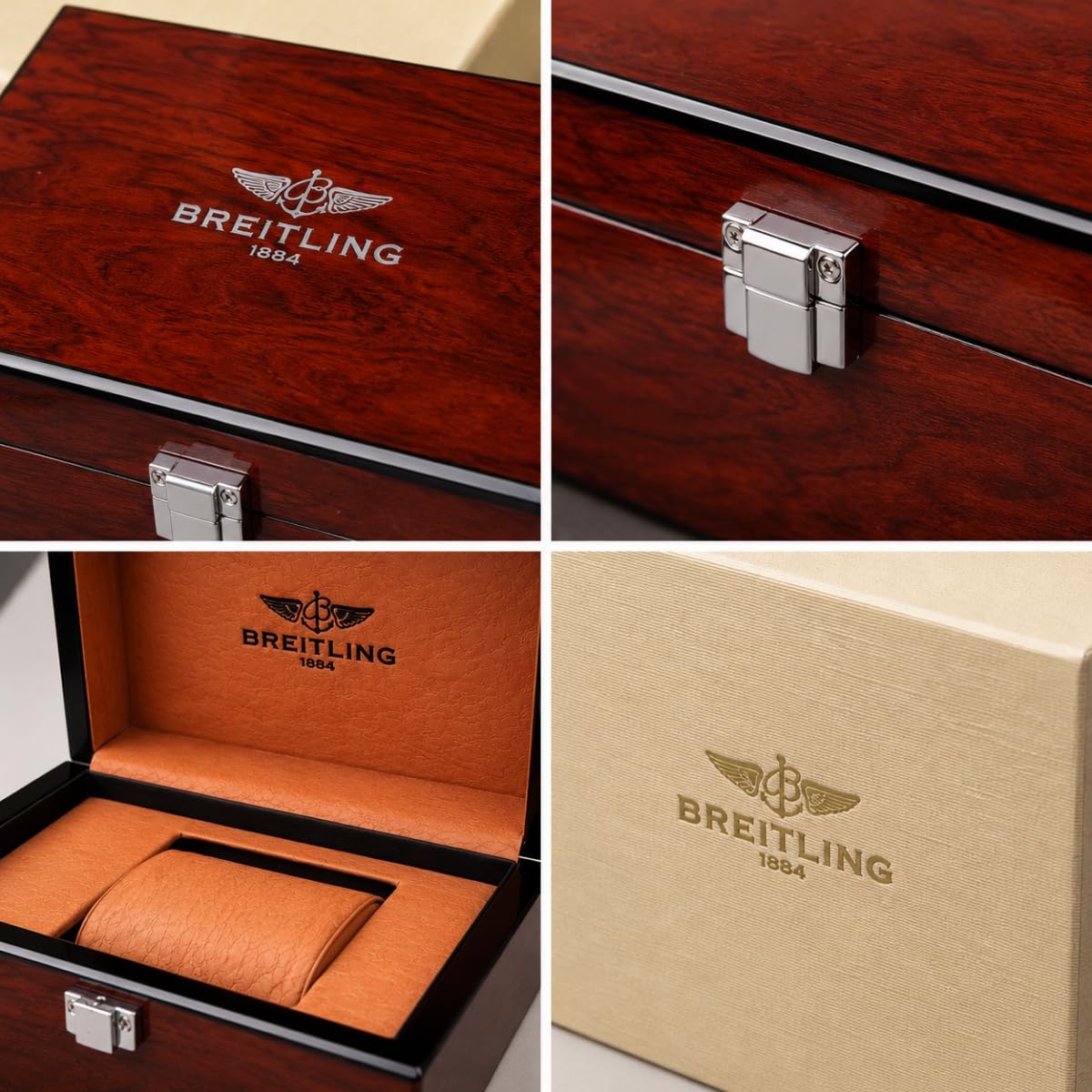Caja de Relojes de Madera Organizador de Reloj Individual con Almohadilla Blanda e Interior Liso Superficie Texturizada para Breitling Chronomat