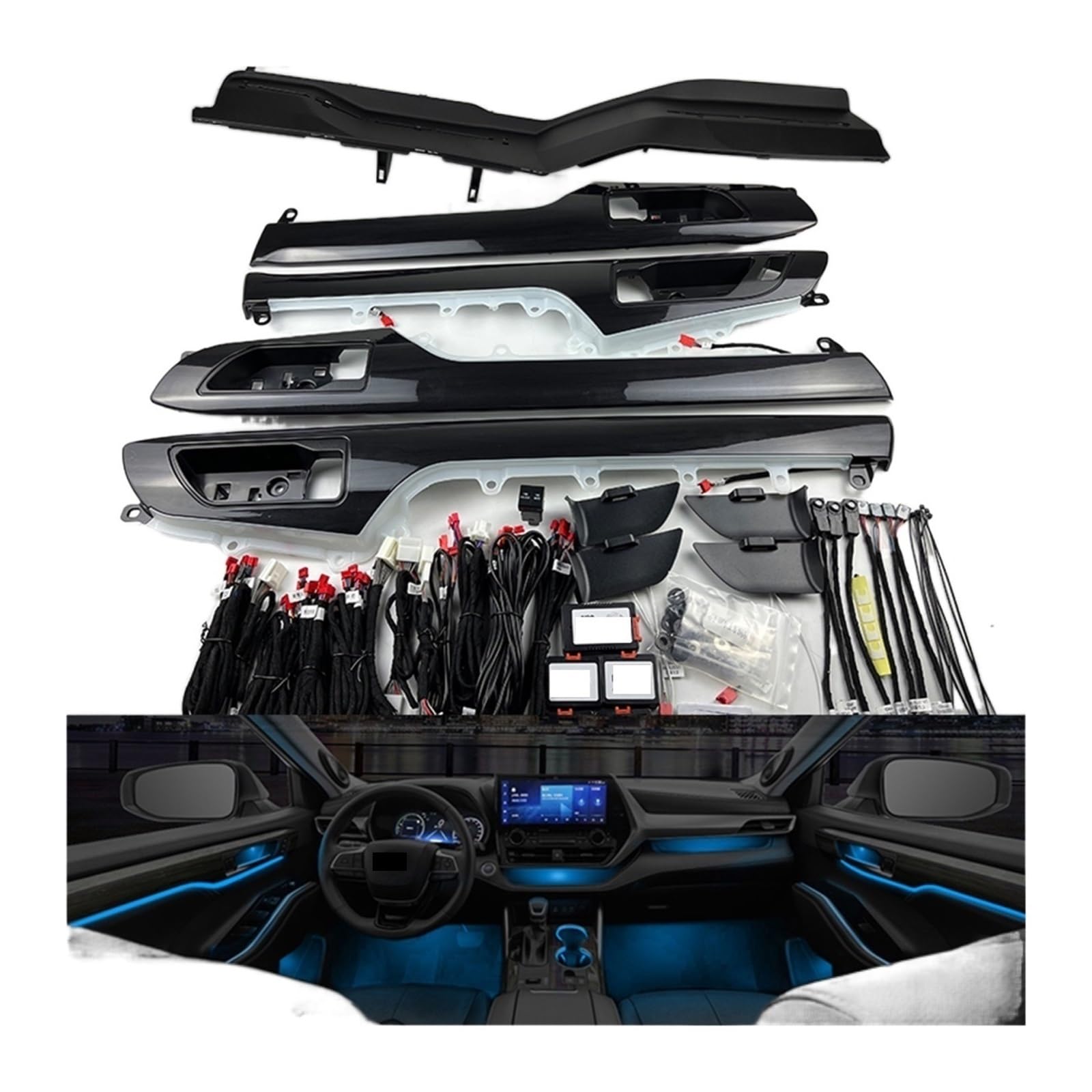 XCZPRKMXY Compatible with Toyota Highlander 2021-2022 Led Car Ambient Repace Led Dashboard Atmosphere Light Ambient Lamp Decorative(B Style Low Profile)