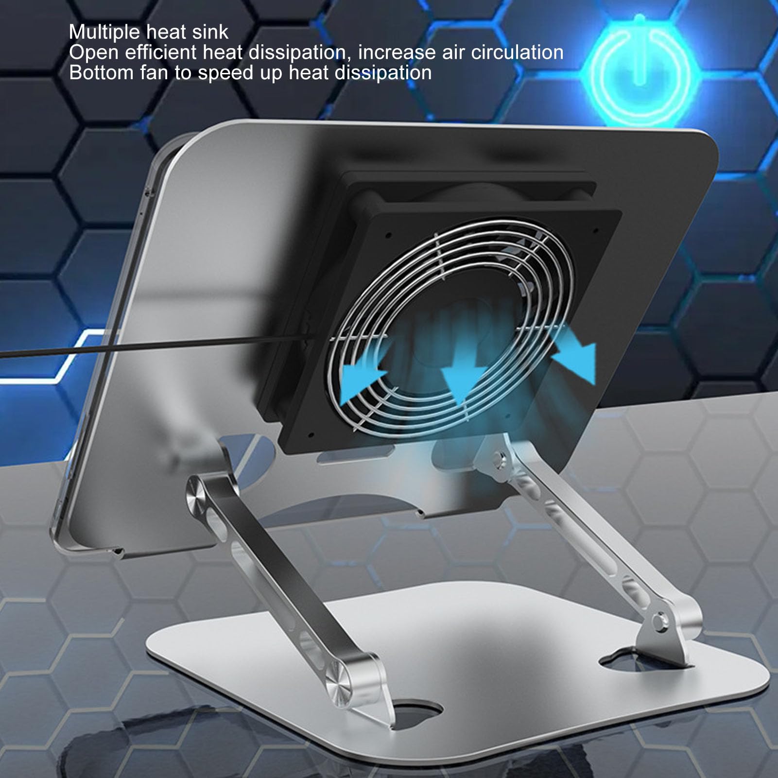 Supporto per Dispositivo di Raffreddamento per Laptop da 17 Pollici con Ventola USB per Raffreddamento Portatile - Design Elevabile e Pieghevole in Lega di Alluminio