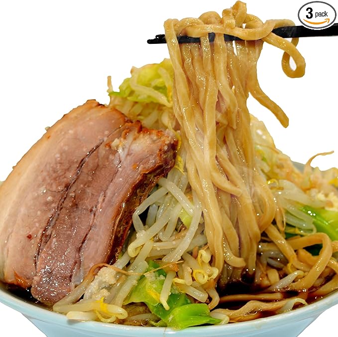 二郎系 超極太 オーション麺 ラーメン セット 【常温】 麺くる (生麺&濃厚スープ, 3食)