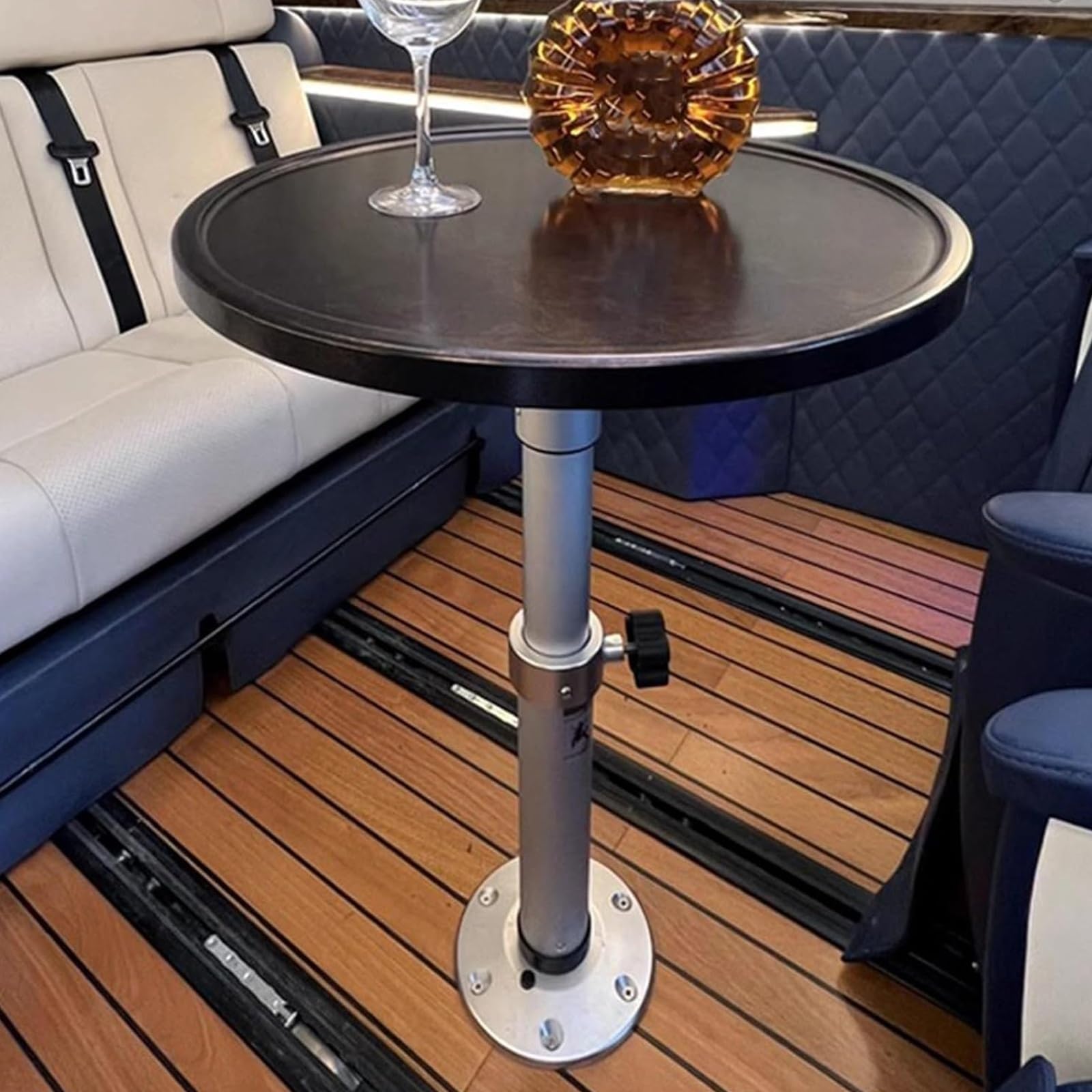 Table marine en aluminium avec plateau amovible et piètement à hauteur variable