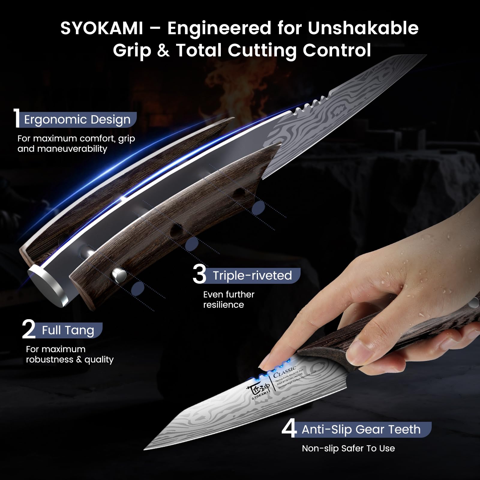 SYOKAMI 4 Inch Paring Knife with Cover, Ultra Sharp Small Kitchen Knife — Amazon image 5