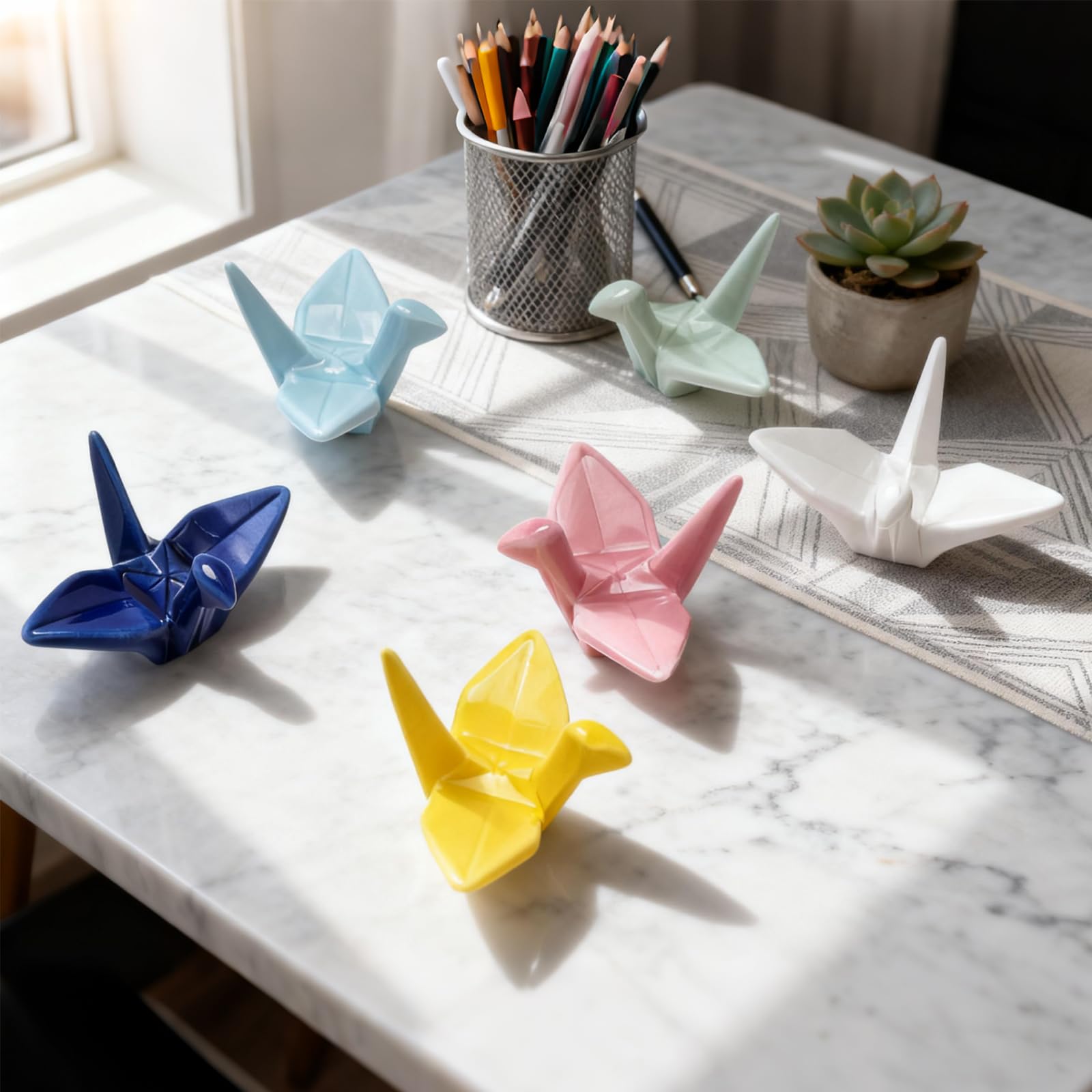 6 soportes de cerámica para palillos de porcelana para cuchara, palillos, cuchillos, vajilla, grúa de origami