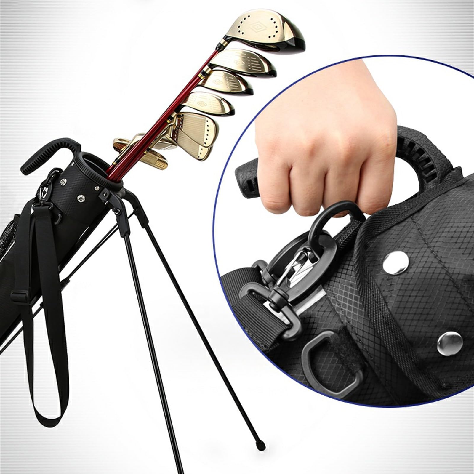 Bolsa De Transporte con Soporte De Golf, Tela Ligera, Correas De Hombro Acolchadas Dobles, Bolsa De Domingo De Golf con Soporte, Bolsillos con Cremallera