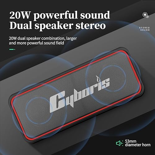 Miniatura 3 de CYBORIS Altavoz Bluetooth portátil, altavoces inalámbricos con sonido HD de 20 W, IPX7 impermeable, Bluetooth V5.3, emparejamiento estéreo dual,