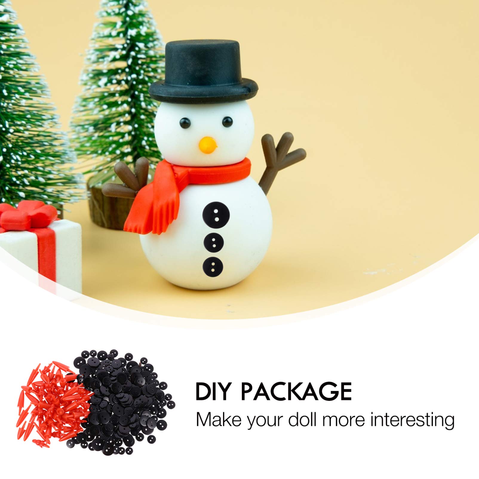 260Pcs Christmas Snowman DIY Craft Kit, Tiny Buttons, Carrot Snowman for Christmas Snowman Crafting Sewing Party Supplies - Image 2