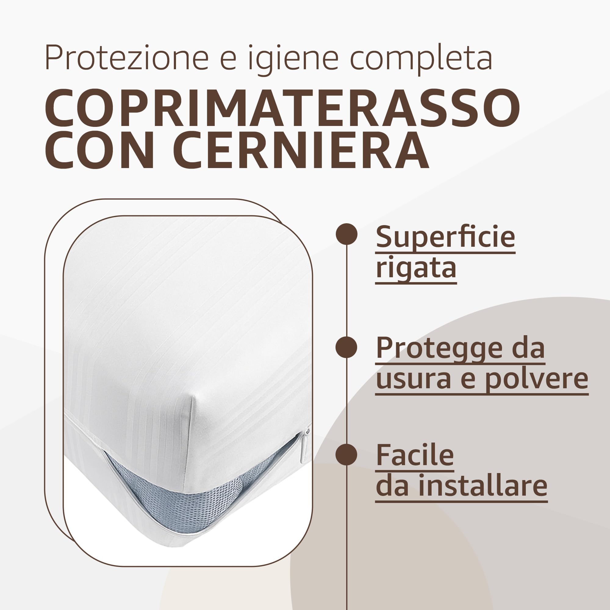 SONIT - Coprimaterasso Matrimoniale in Cotone con Cerniera 160x190x25 cm - Antiacaro, Anallergico e Traspirante