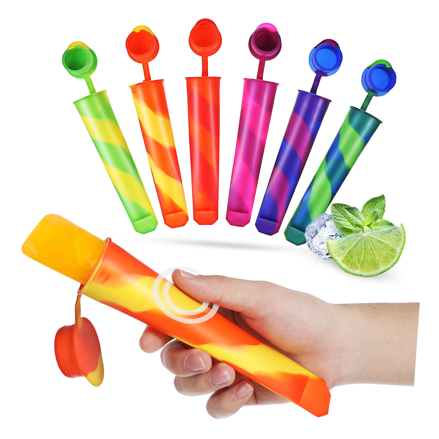 TOYANDONA 12 Pièces Moules à Glace Silicone Réutilisables Moules à Yaourt pour Garçon Fille avec Plusieurs Compartiments