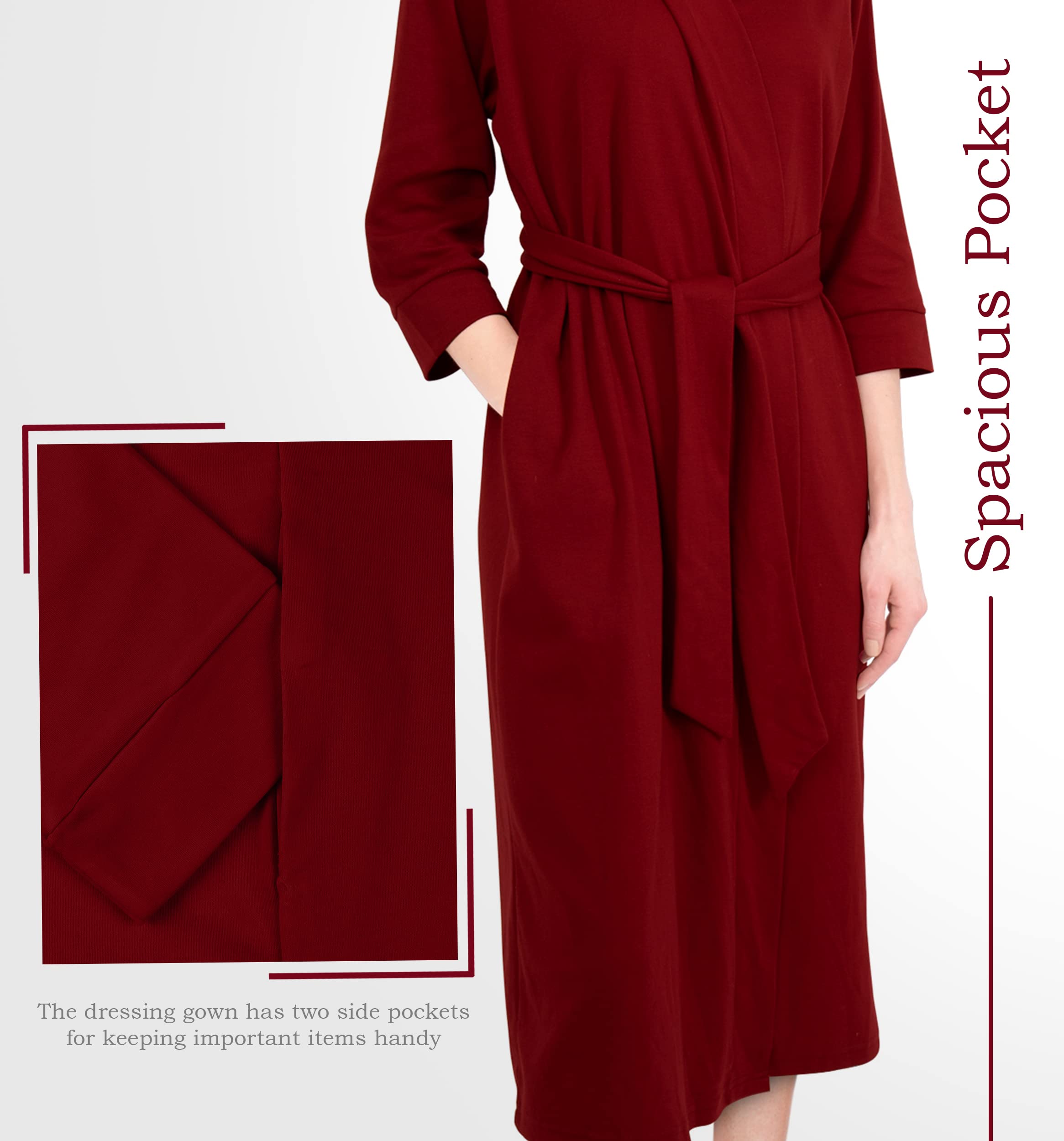NY Threads Luxuriöser, leichter Damen-Bademantel/Frauen Morgenmantel aus weichem Poly-Baumwollstrick