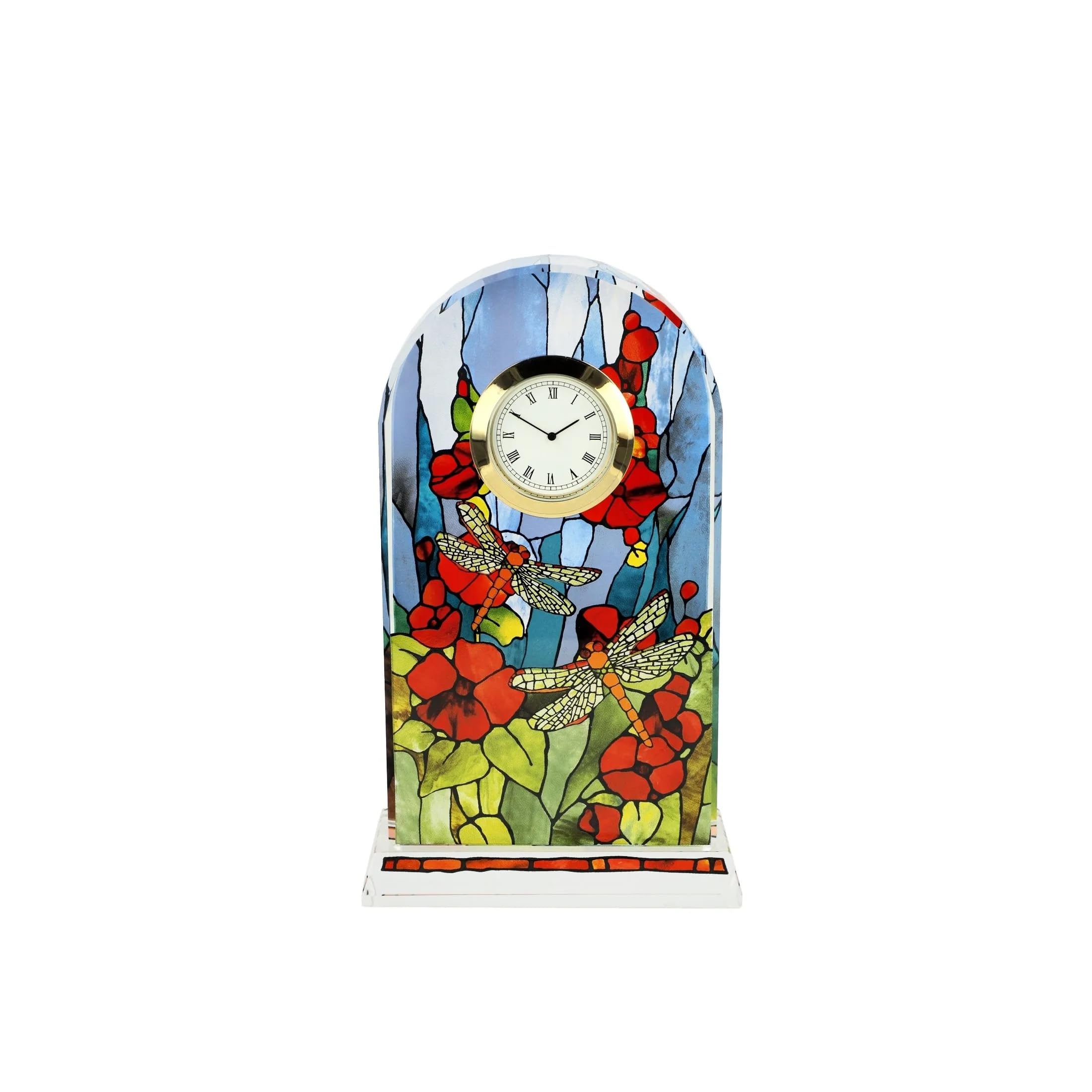 Goebel Tischuhr Tiffany - Libelle – Kunstvolle Jugendstil-Uhr von Louis Comfort Tiffany, Maße: Länge 11 cm, Breite 4,5 cm, Höhe 18,5 cm, 67-003-02-1