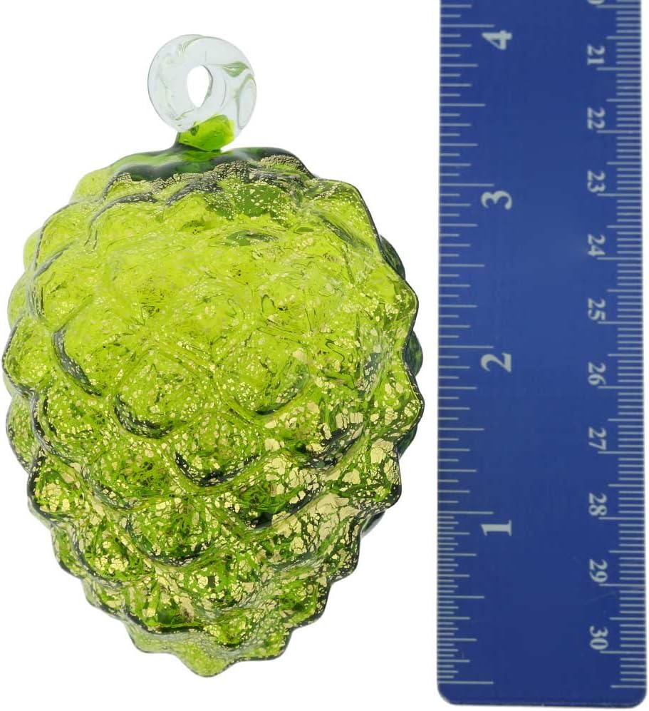 Glass Of Venice Murano Glass Pine Cone Christmas Ornament - Green