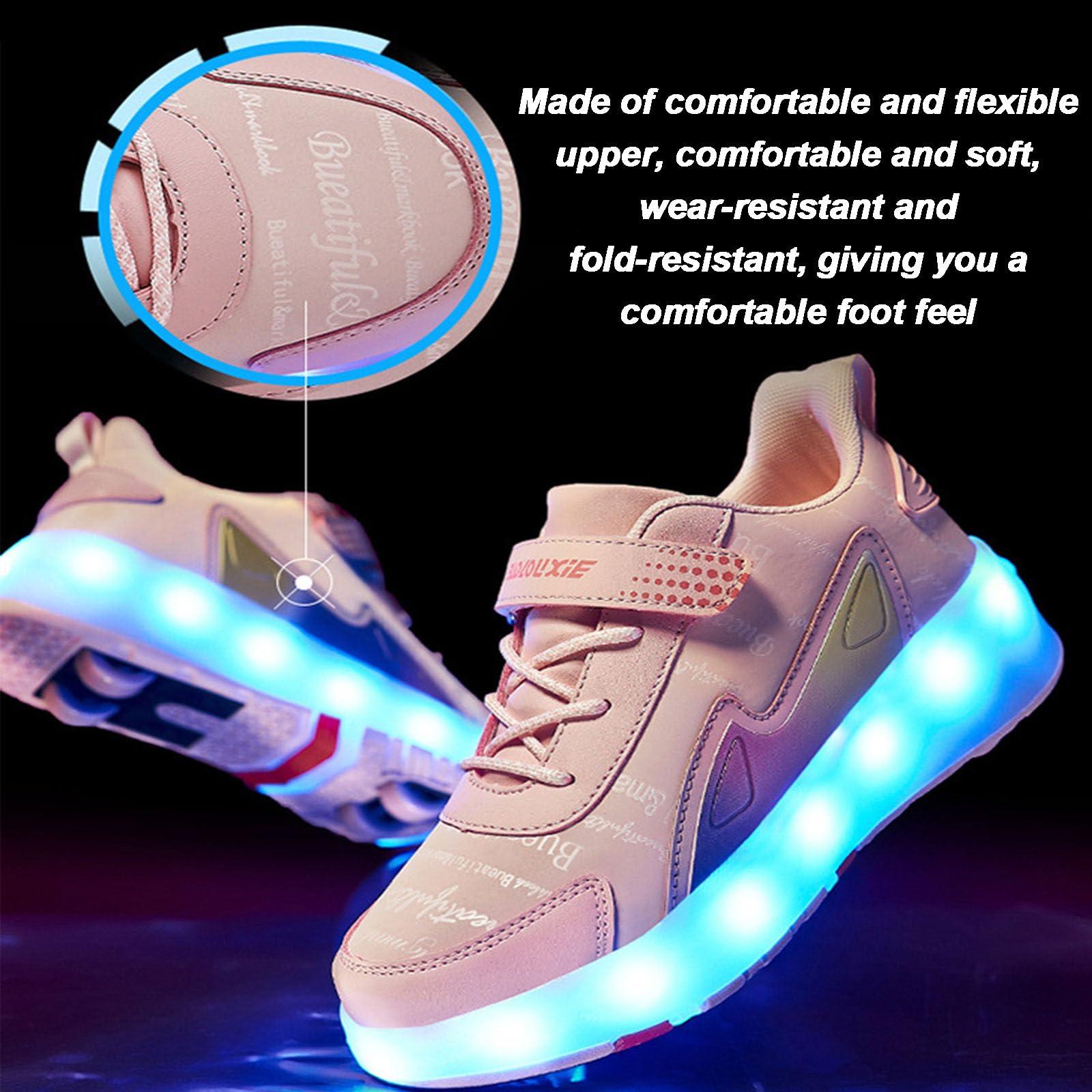 ENEN Schuhe mit Rollen für Mädchen & Jungen, Turnschuhe Versenkbarer Mit 4 Rädern und LED-Leuchten, Jugend Outdoor Turnschuhe 2-in-1 Roller Schuhe Skateboardschuhe