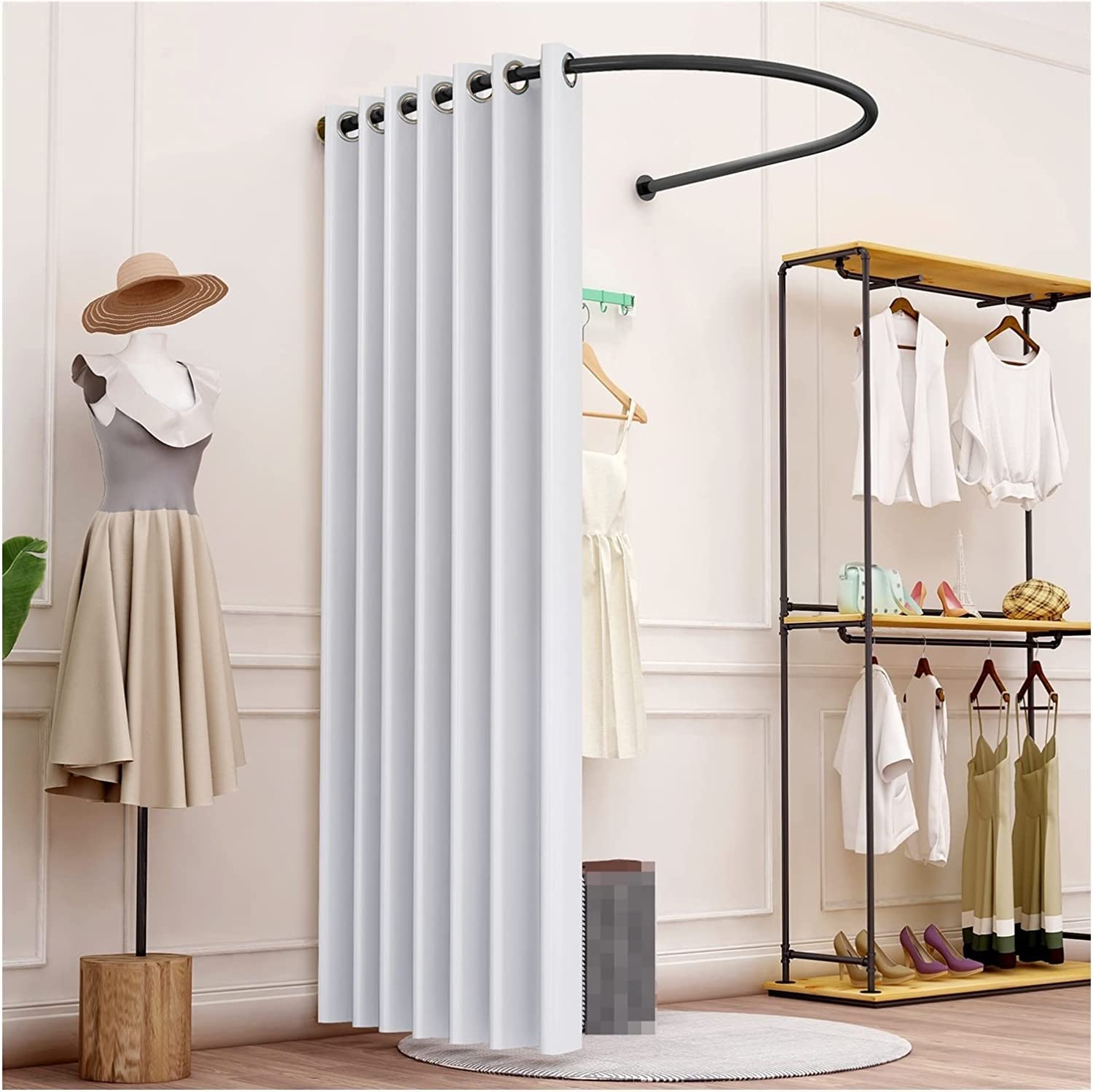 Cabine d'essayage portable dotée d'un support en U robuste pour intérieur