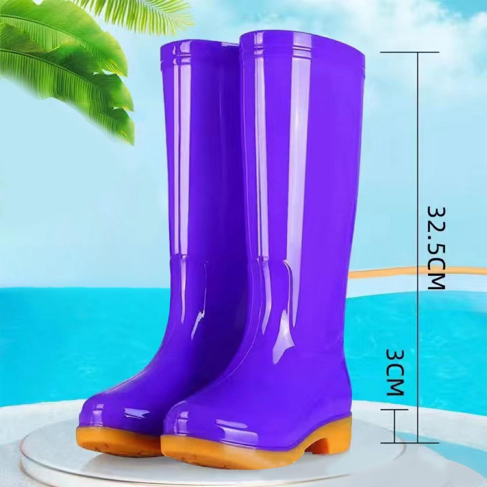 Damen-Regenstiefel, hohe Gummischuhe für den täglichen Gebrauch im Freien, Bequeme Sohle, strapazierfähiges TPR-Material, leichtes Design, einfach den ganzen zu tragen