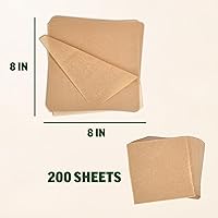 Vista 4 de Zenlogy 8x8 Hojas de Pergamino Cuadradas (200 hojas) - Papel Pergamino Sin Blanquear, Antiadherente, Precortado - Se Ajusta a Moldes de Brownie