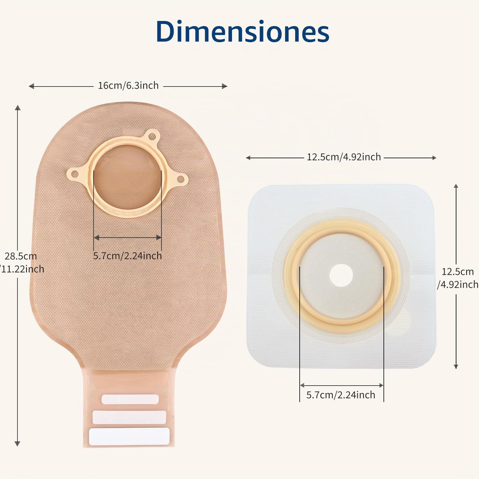 DERAYMI 60 bolsas de ostomía de dos piezas con cierre de | Bolsa de colostomía con superficie plana, chasis hidrocoloide accesorios para estoma (40 bolsas + 20 piezas de barrera)