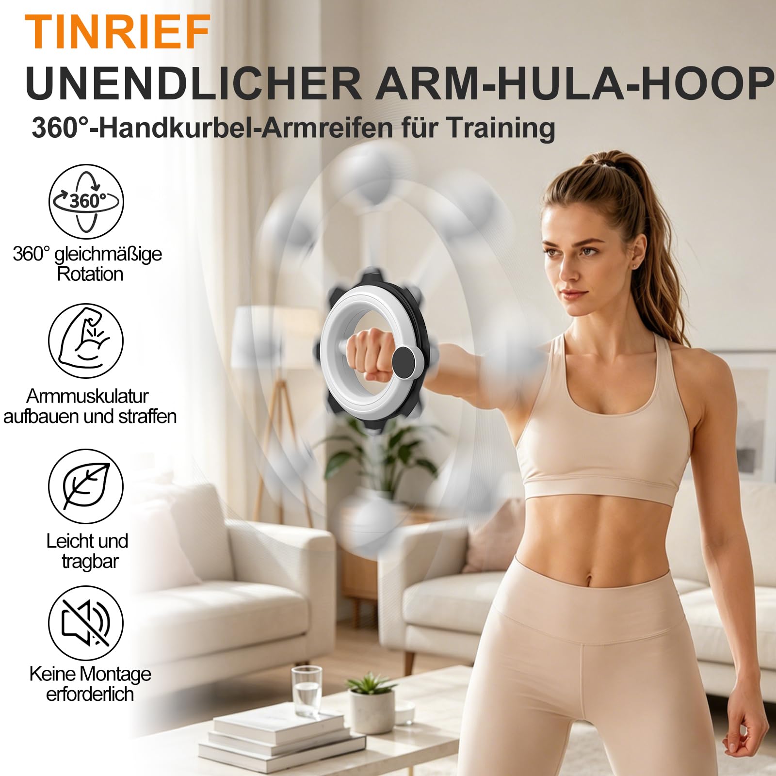 Infinity Arm Hoop, 360° Unterarmtrainer, Armtrainer für Brust, Schultern, Armmuskeln, portabler Twister Armtrainer für Heim & Fitnessstudio Workouts, geeignet für Einsteiger & Profis, Männer & Frauen