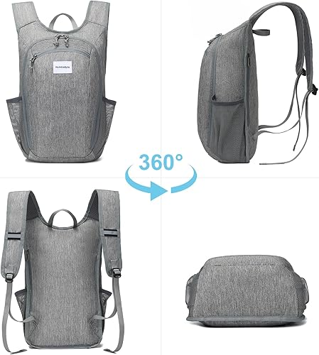 Miniatura 5 de Bolsa de senderismo ligera de 10L Mochila pequeña Mochila de senderismo Bolsa plegable al aire libre para mujeres hombres (gris)