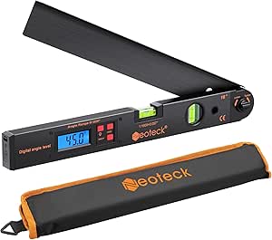 Neoteck Aluminum Digital Angle Finder Protractor 225° 16 inch Backlit LCD Digital with Horizontal and Vertical Bubble - Black