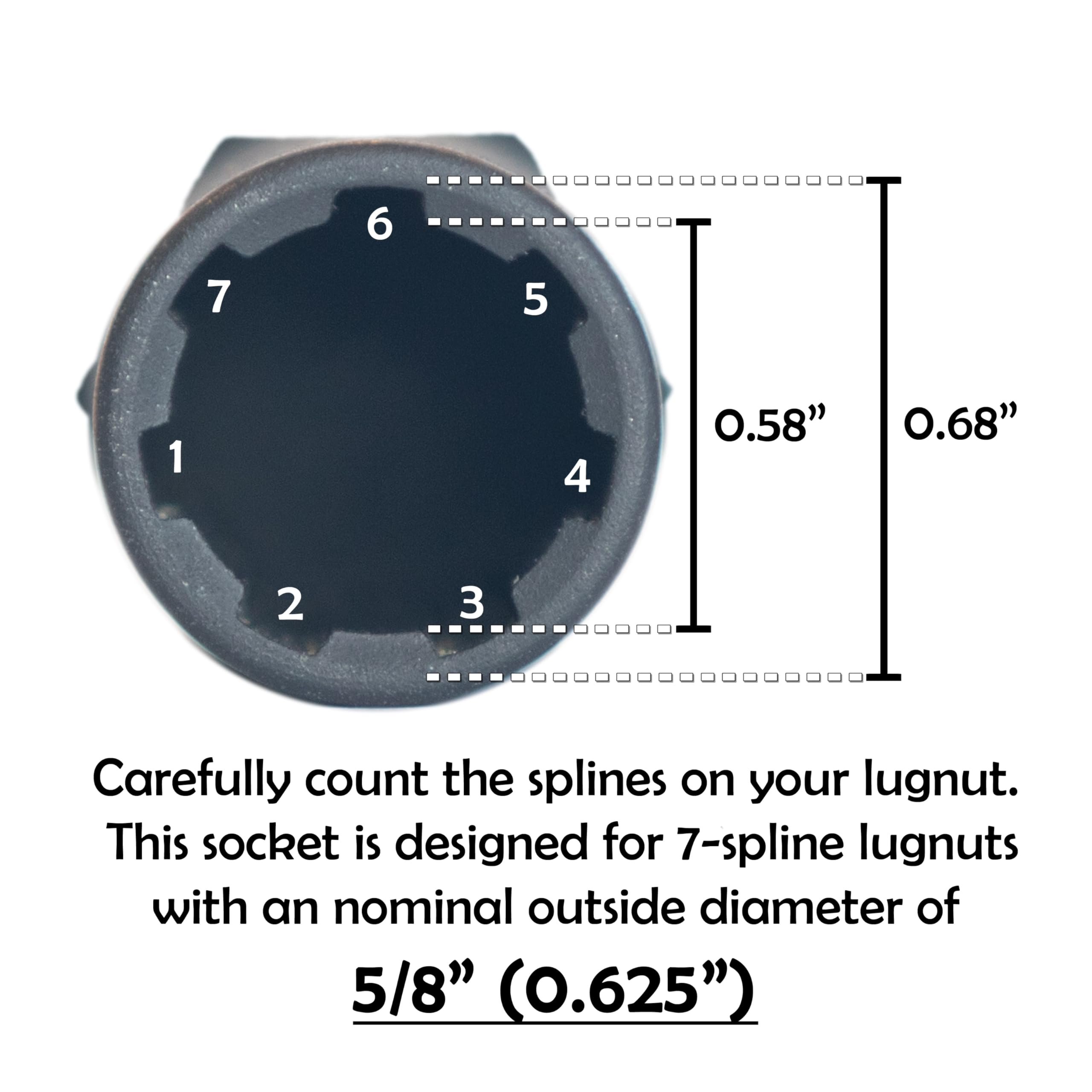 Steelman 78544 7-Spline 5/8-Inch Locking Lug Nut Socket