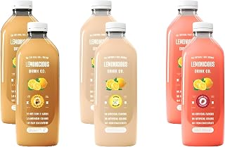 Lemonicious Best Sellers – 6 Bottles of Real Fruit Lemonade (32oz each) – Lemon Blossom, Strawberry, Peach Tea – Fresh Squeezed, No Preservatives