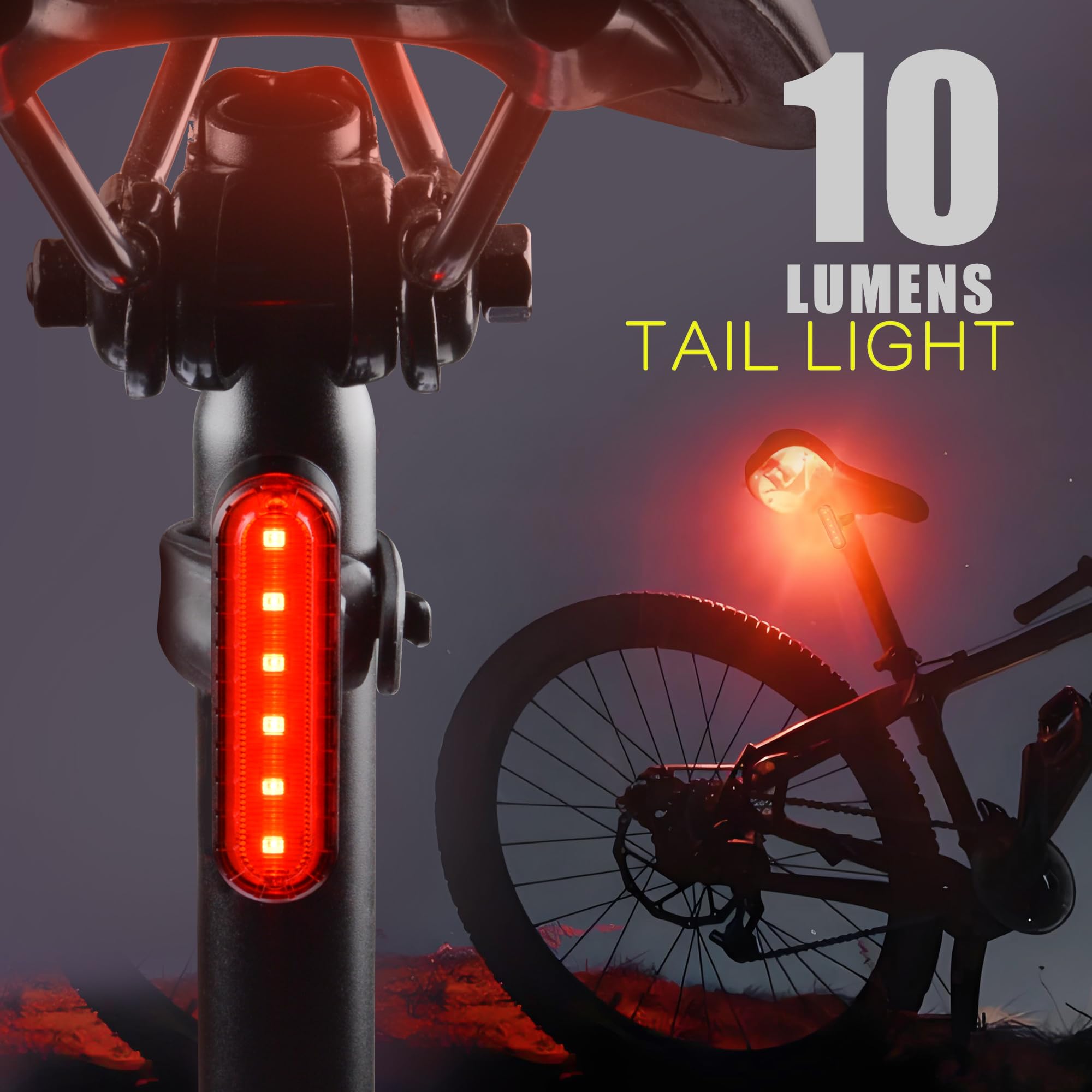 USB Rechargeable Bike Lights - Front & Rear -3