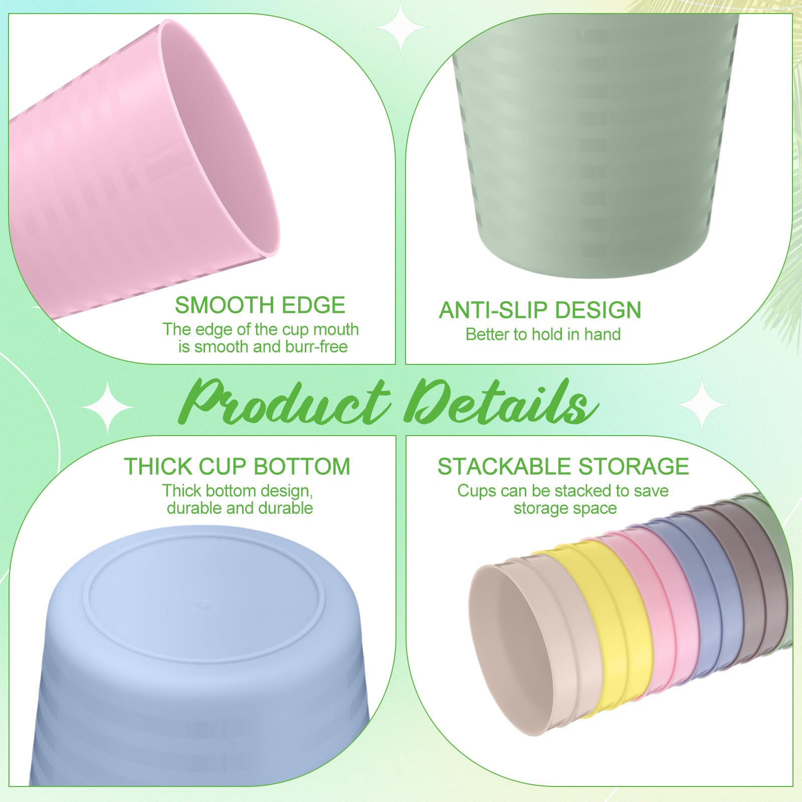 Eccliy Lot de 72 gobelets réutilisables en plastique incassable pour adultes, passent au lave-vaisselle, 6 couleurs (couleurs claires)
