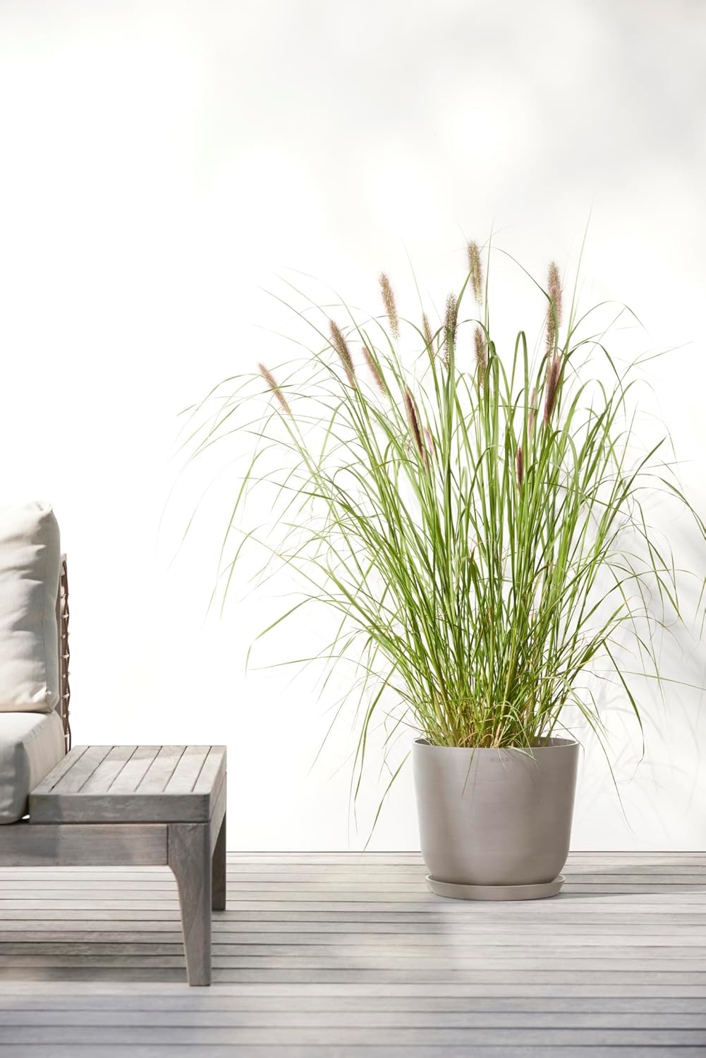 Ecopots Oslo Durable Modern Round Indoor/Outdoor Recycled-Based Composite Flower Pot Planter, Taupe, 10"