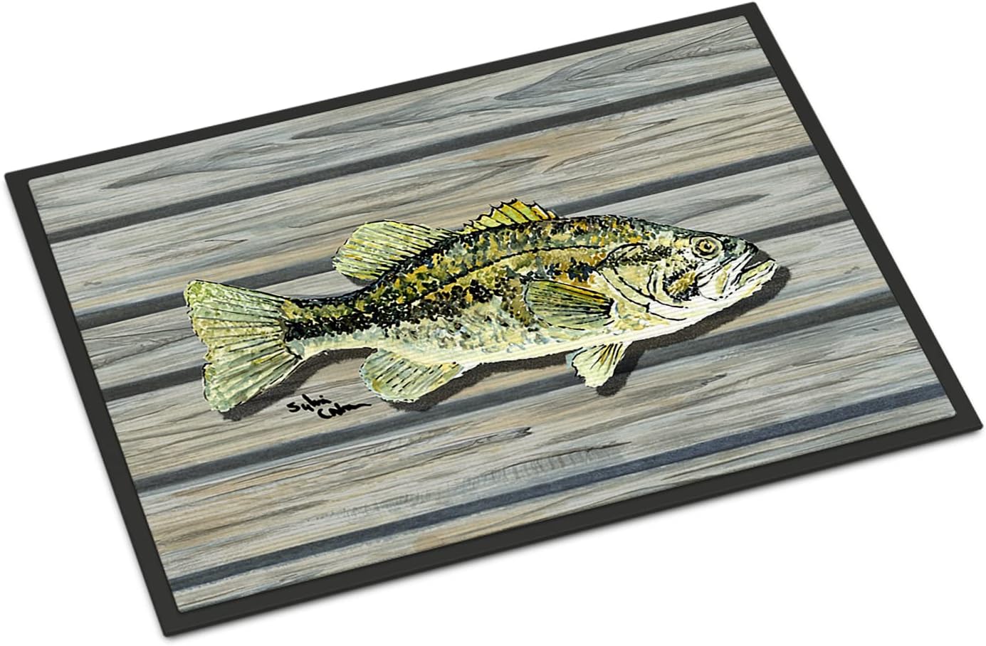 Caroline's Treasures 8493-MAT mall Mouth Bass Doormat 18x27 Front Door Mat Indoor Outdoor Rugs for Entryway, Non Slip Washable Low Pile, 18H X 27W