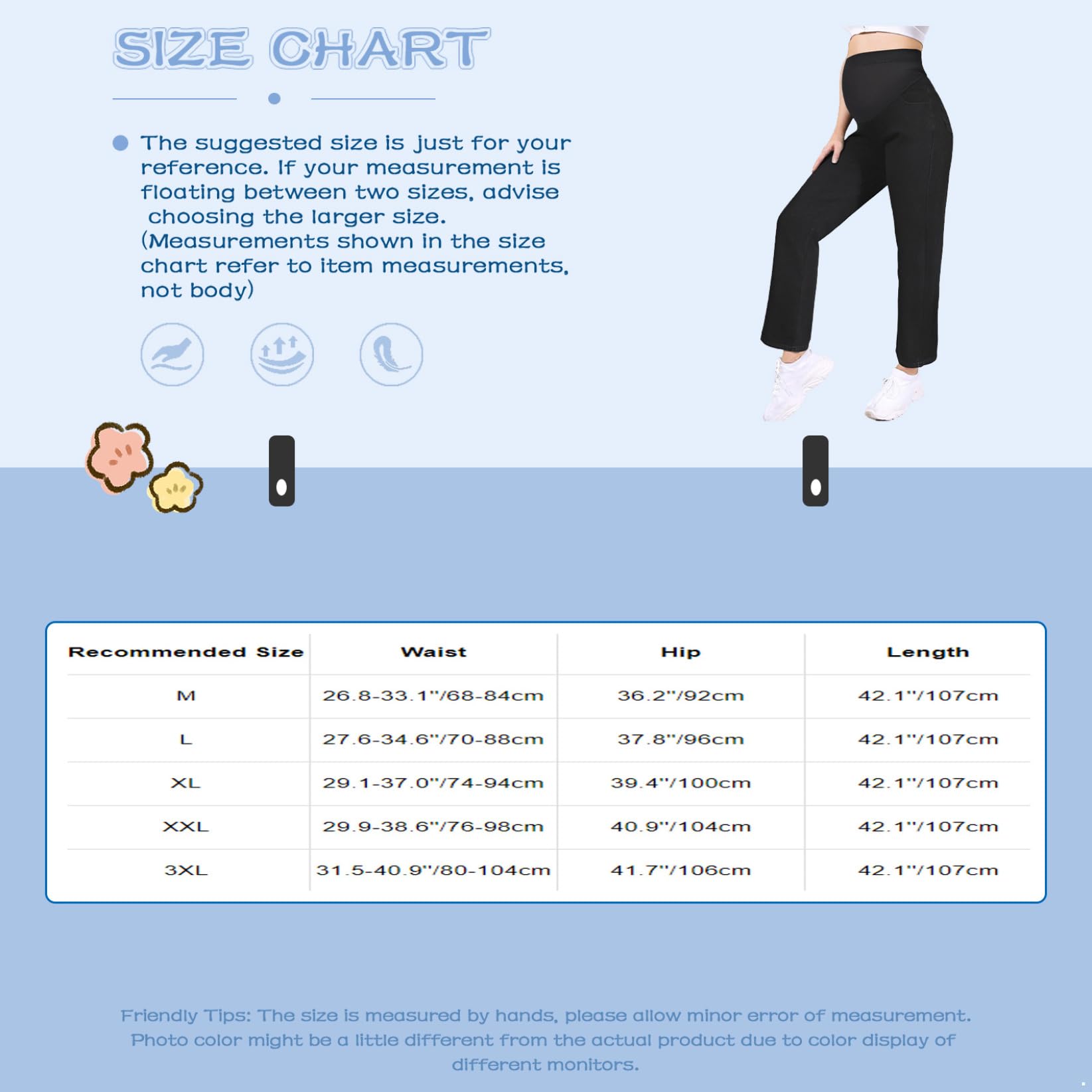 TTAO Pantalones vaqueros para embarazadas, pantalones de maternidad elásticos, pantalones vaqueros de moda de cintura alta con cintura elástica