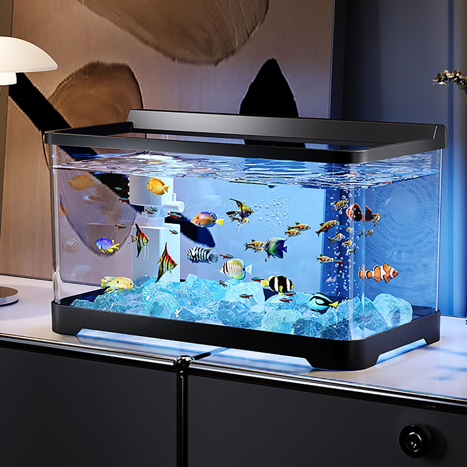 Serbello Di Pesce Rosso, Acquario Nero Kit Di Starter