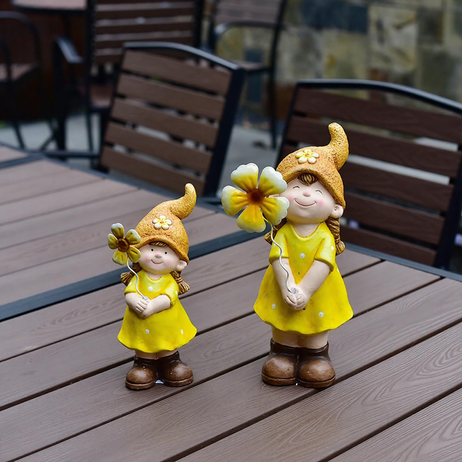 Mała ceramiczna statuetka ogrodowa urocze dziewczyny chłopcy/krasnal / wróżki dyni rzeźby do ogrodu na zewnątrz podwórko patio dekoracja trawnika