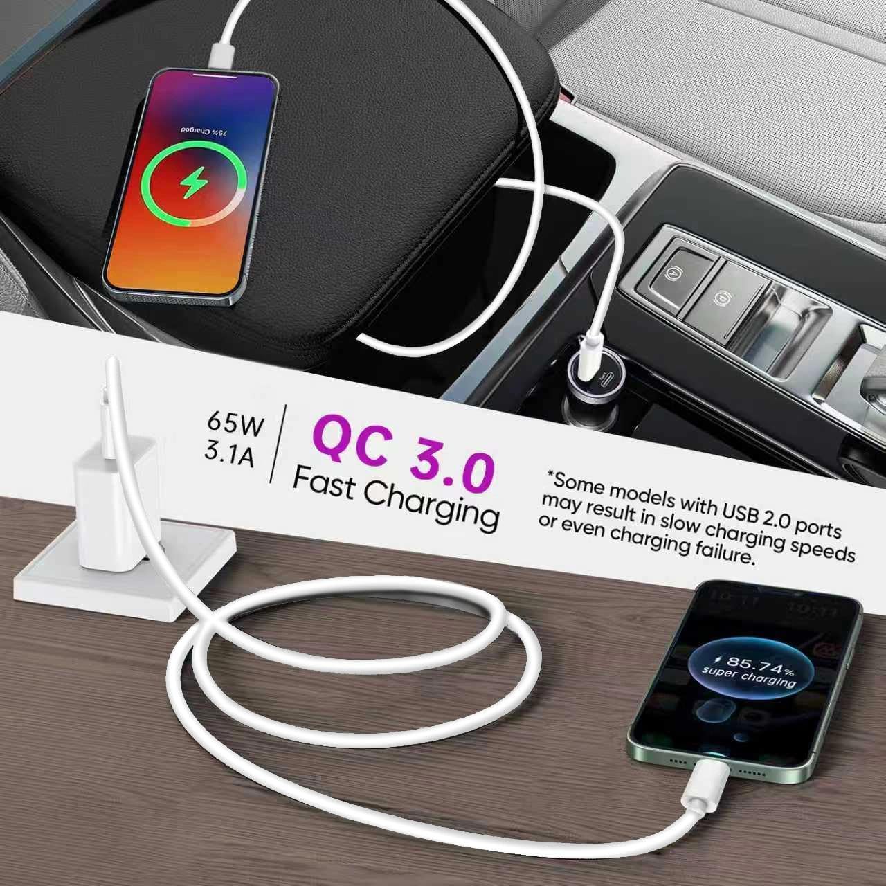 1ft USB A to USB C Cable,USB 3.1/3.2 Cable 10Gbps High Speed Data Transfer and QC 3.0 60W Fast Charging for iPhone 17/16/15 Pro/Pro Max,iPad,Portable SSD, Power Bank, Samsung S25-S20,Note,Pixel,White - Image 5