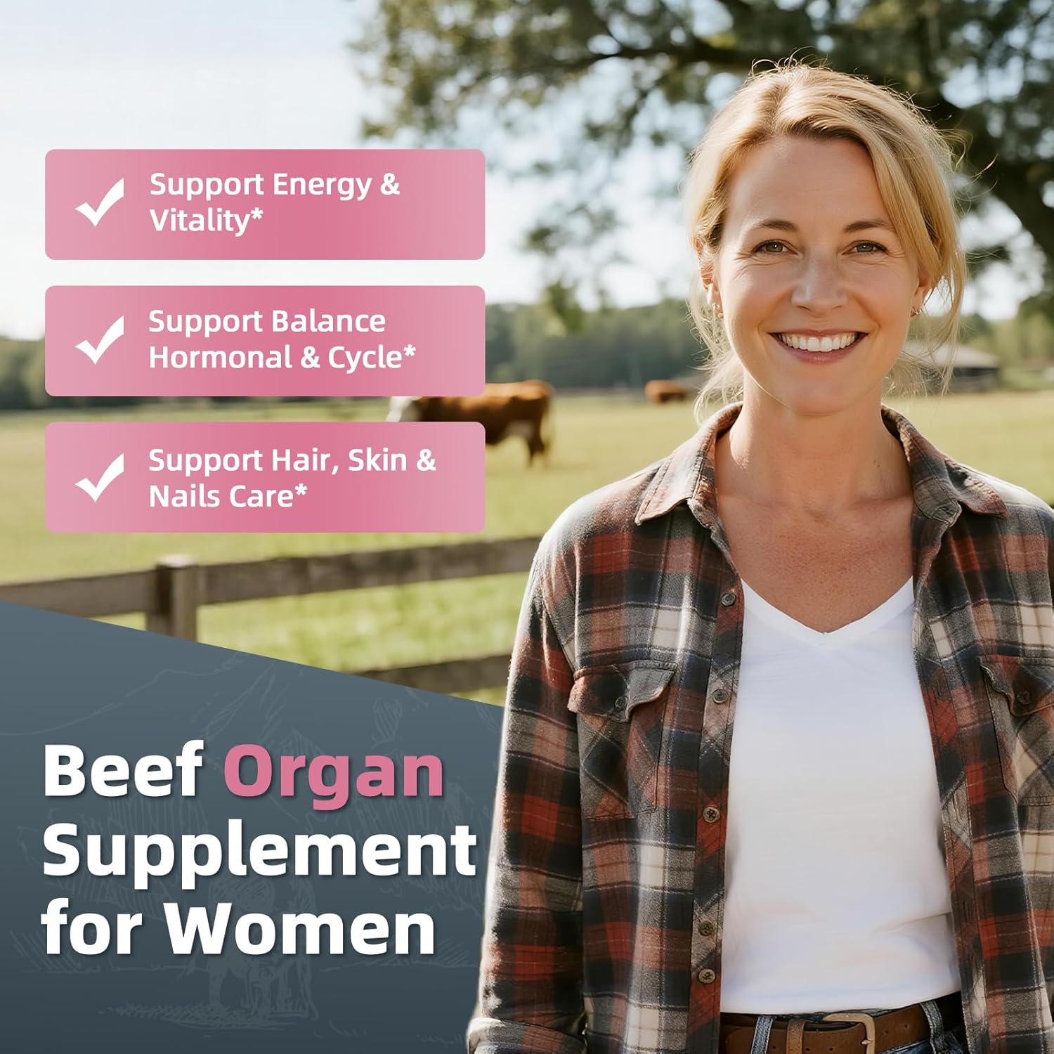 Alliwise 2 Pack Beef Organ Supplement for Women - Supports Female Hormonal Balance, Energy & Overall Wellness, 100% Grass Fed Beef Organs Complex: Liver Uterus* Heart & 3 More, (2 Capsules Daily)