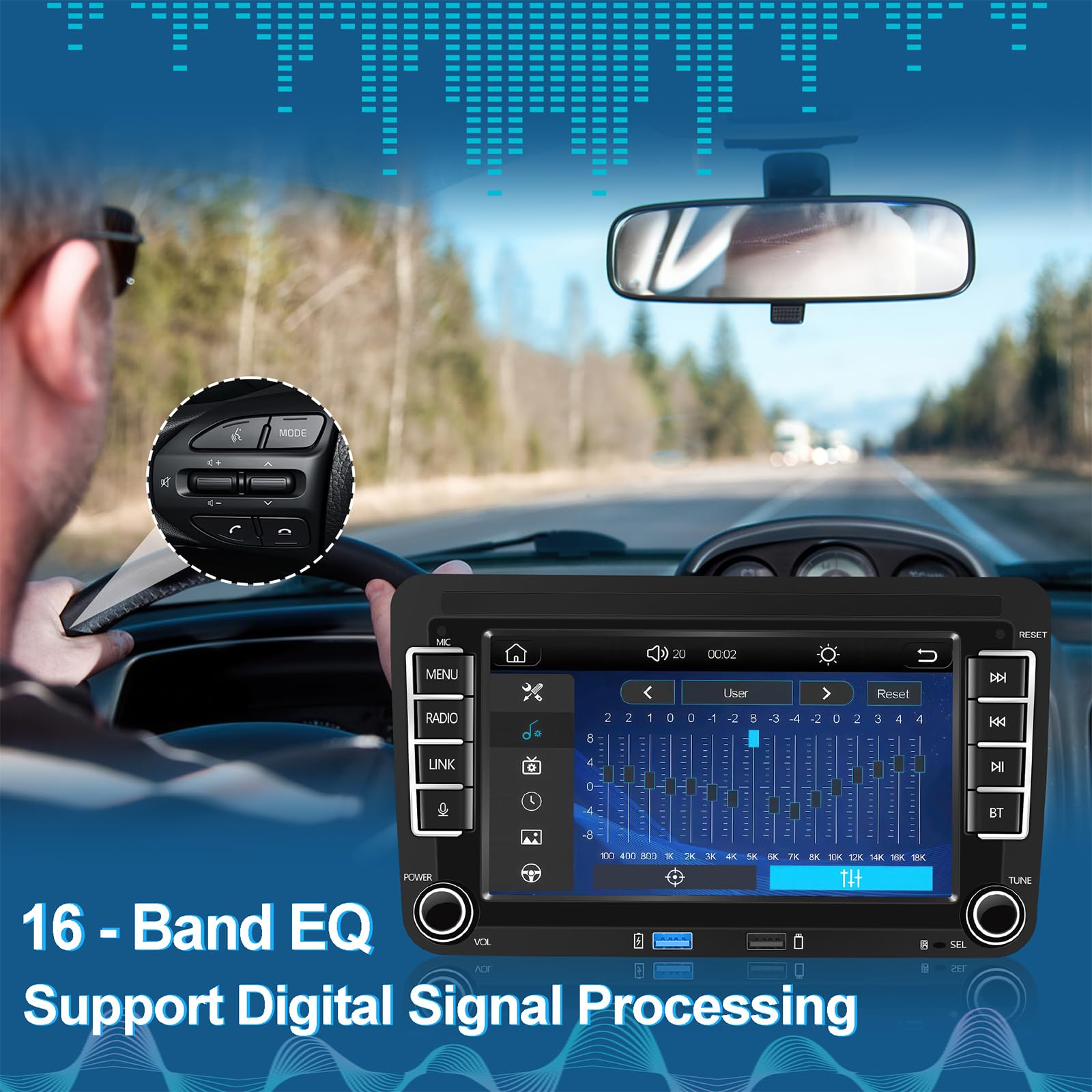 Autoradio con schermo compatibile con VW Golf 5/6, Passat, Skoda, Polo, T5, Jetta e altri modelli | CarPlay e Android Auto wireless integrati | Supporta AM/FM/RDS, USB, Bluetooth