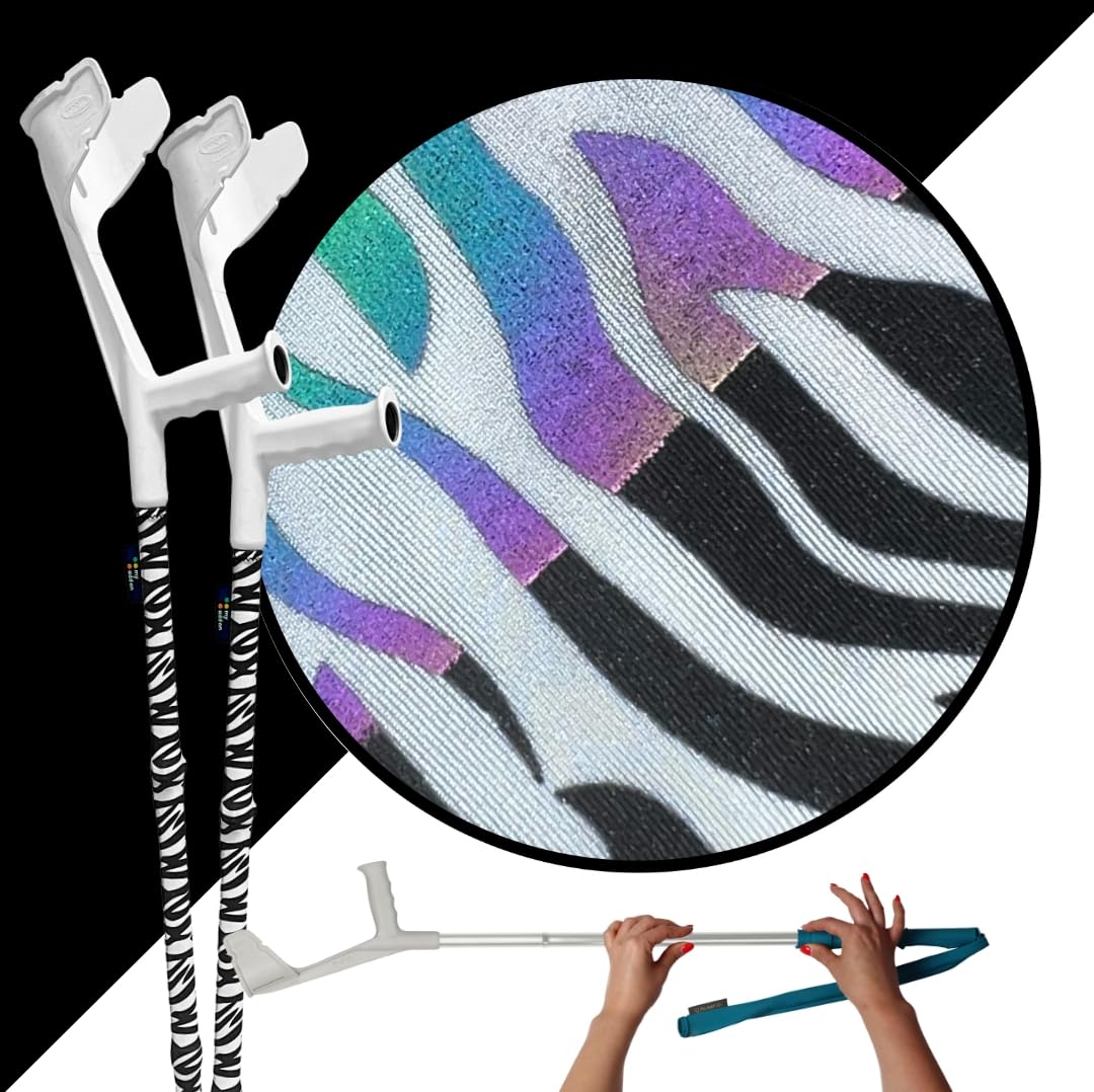 myCover Zebra - 2 fundas modernas para muletas y bastones, se adapta a todas las muletas y bastones, tejido elástico, lavable