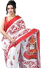dB DESH BIDESH Women’s cotton handloom saree for women fancy saree silk handloom cotton linen cotton trending handloom ShaktiSundari Pure mulmul cotton sarees for women (Red White Saree)