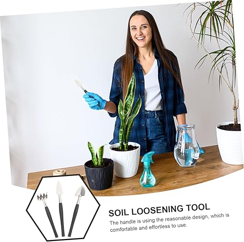 Miniatura 9 de Yardwe Juego de 3 palas de jardinería de acero inoxidable, herramientas de jardinería multifuncionales, mango antideslizante, fácil de sostener