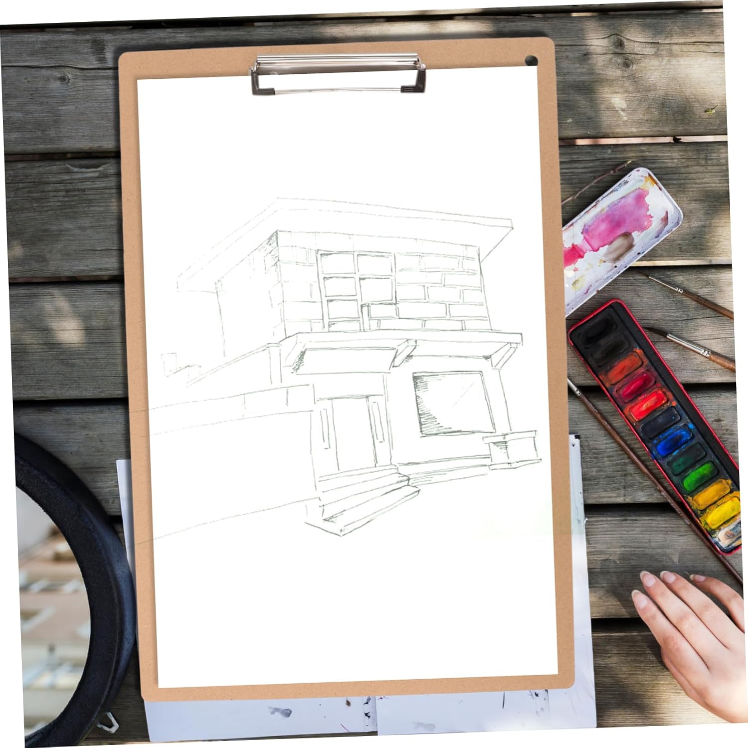 Multi-Functional Sketch Board Artist Drawing Board Portable Paper Clip for Outdoor Indoor Sketching Painting